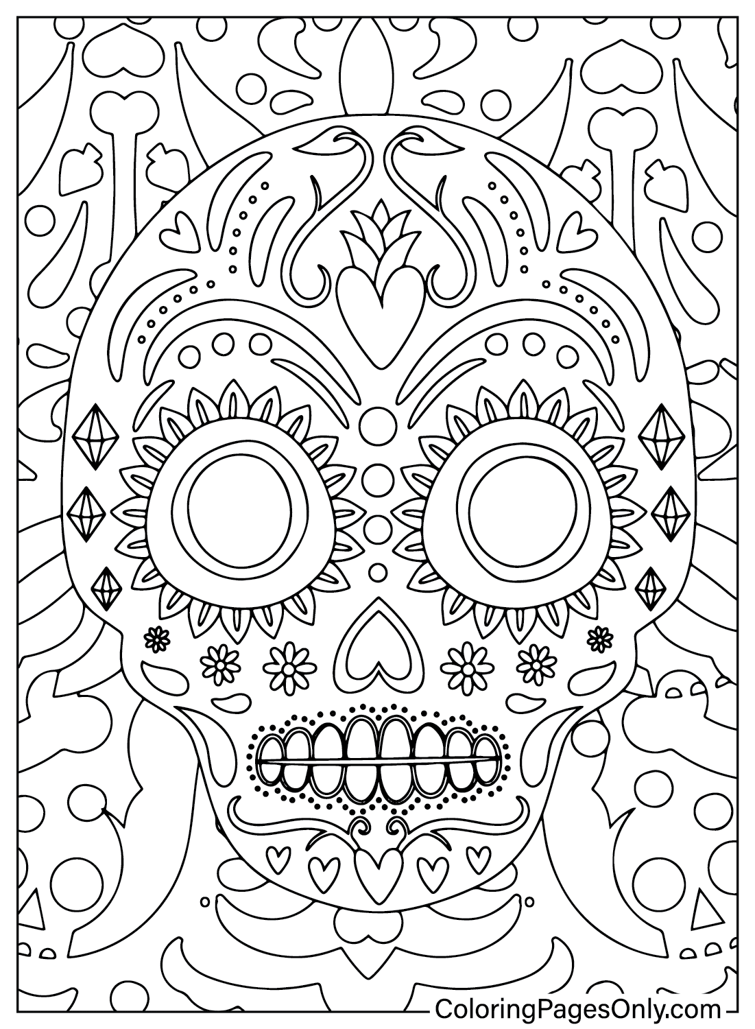 Página para colorear imprimible del Día de los Muertos del Día de los Muertos