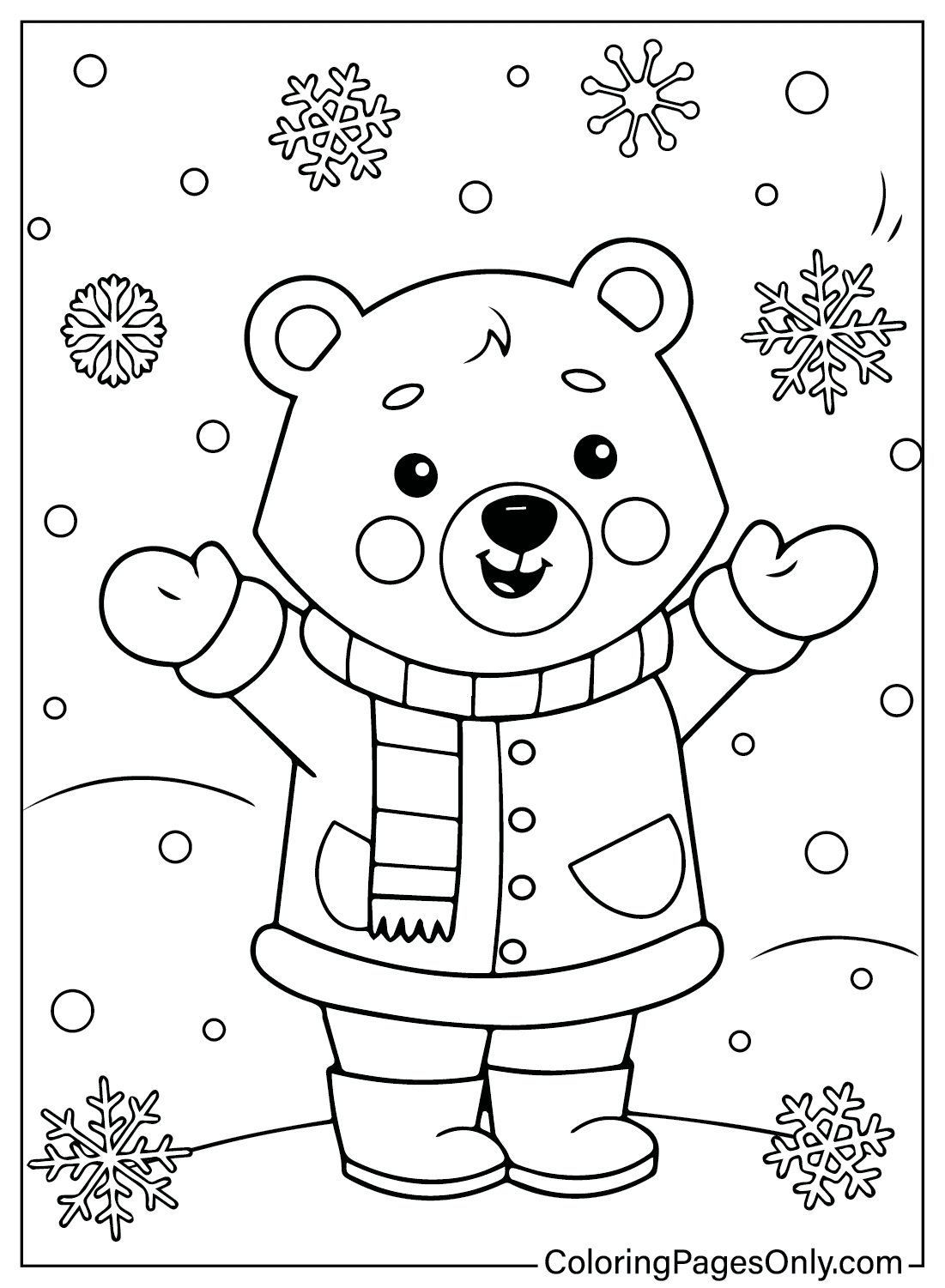 December Bear Coloring Page