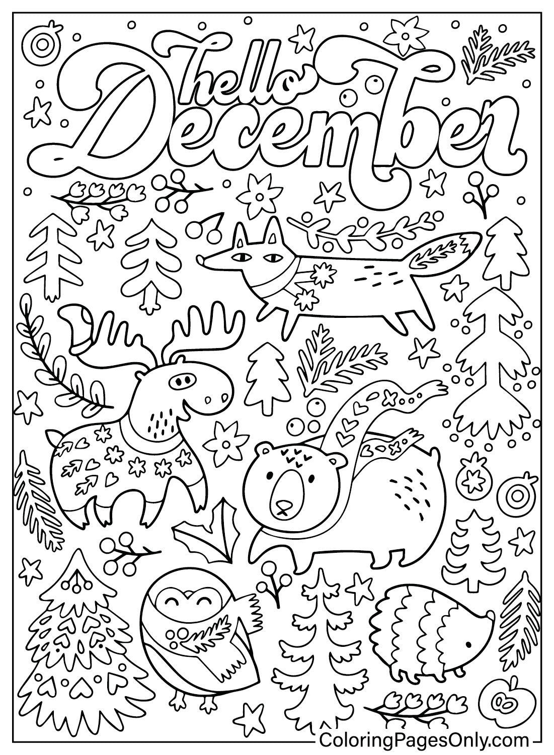 December Coloring Page Free Printable