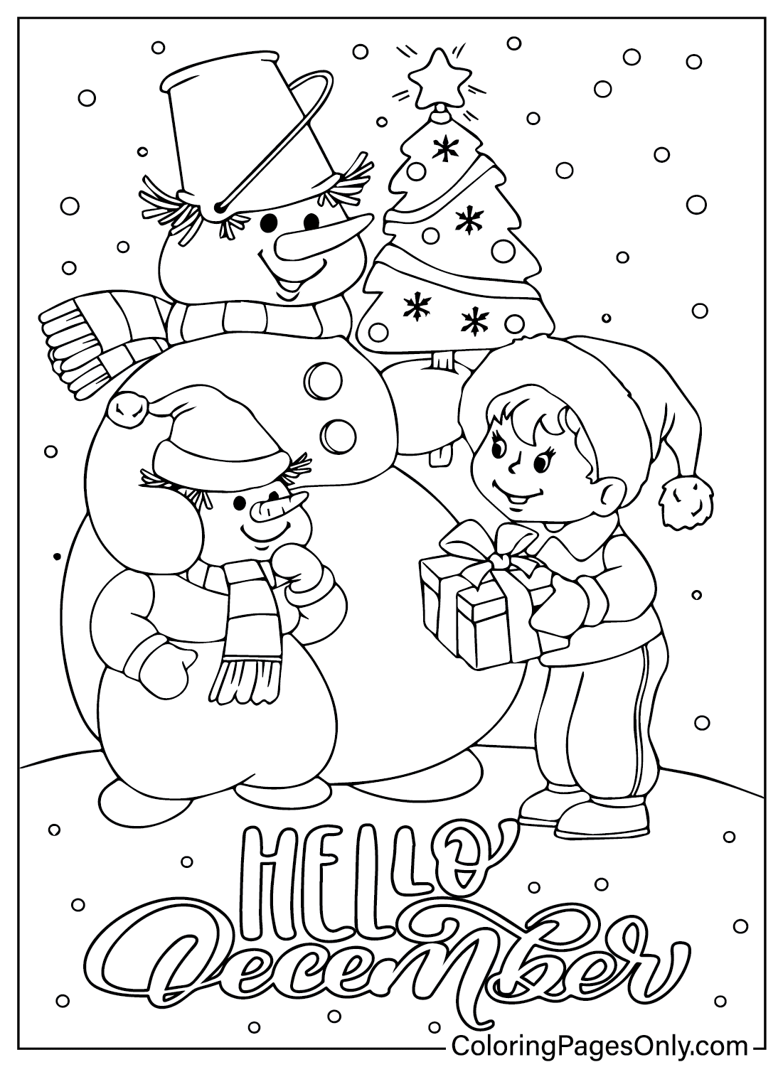 December Coloring Sheet for Kids