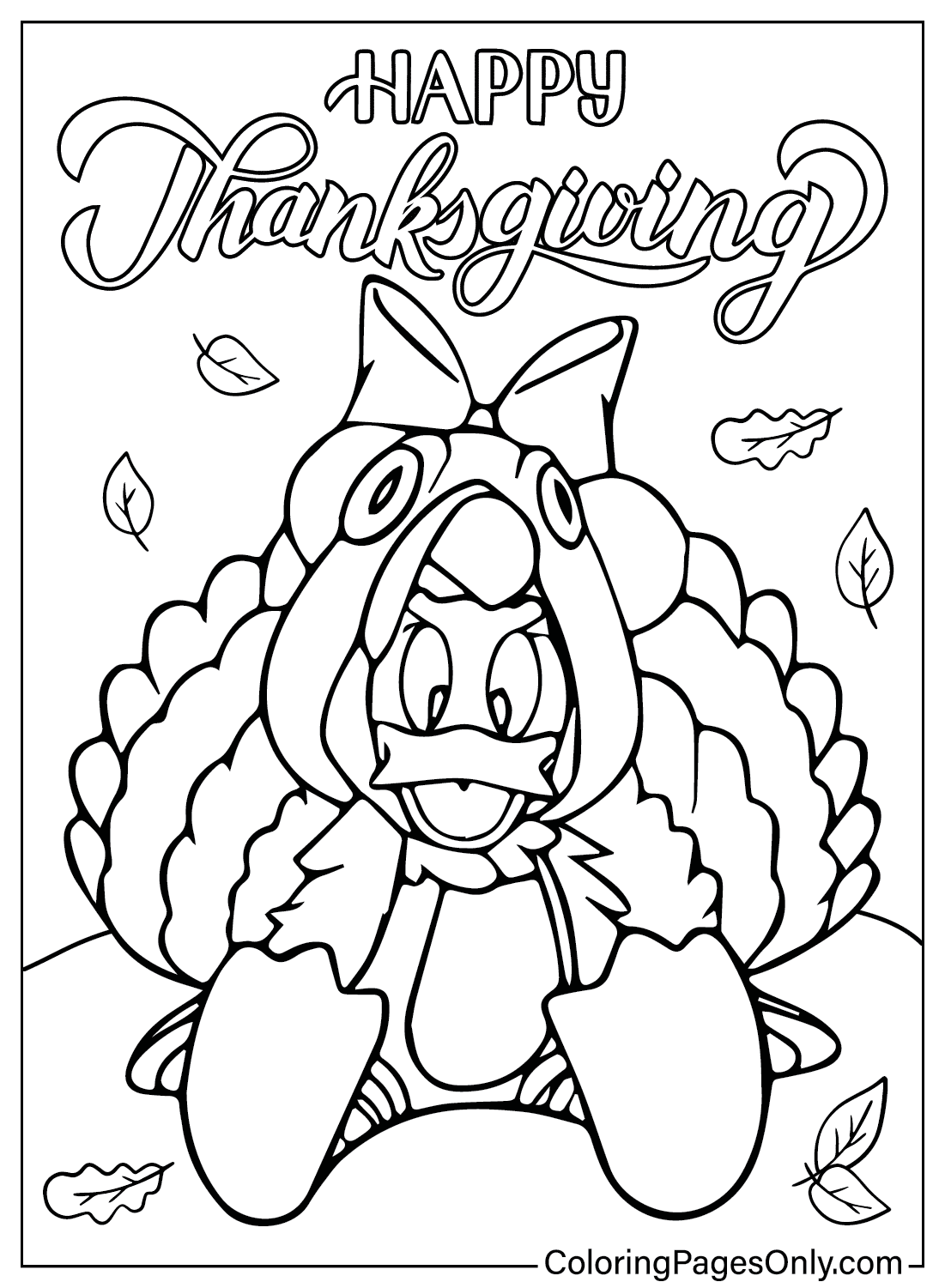 Disney Donald Thanksgiving Coloring Page from Disney Thanksgiving