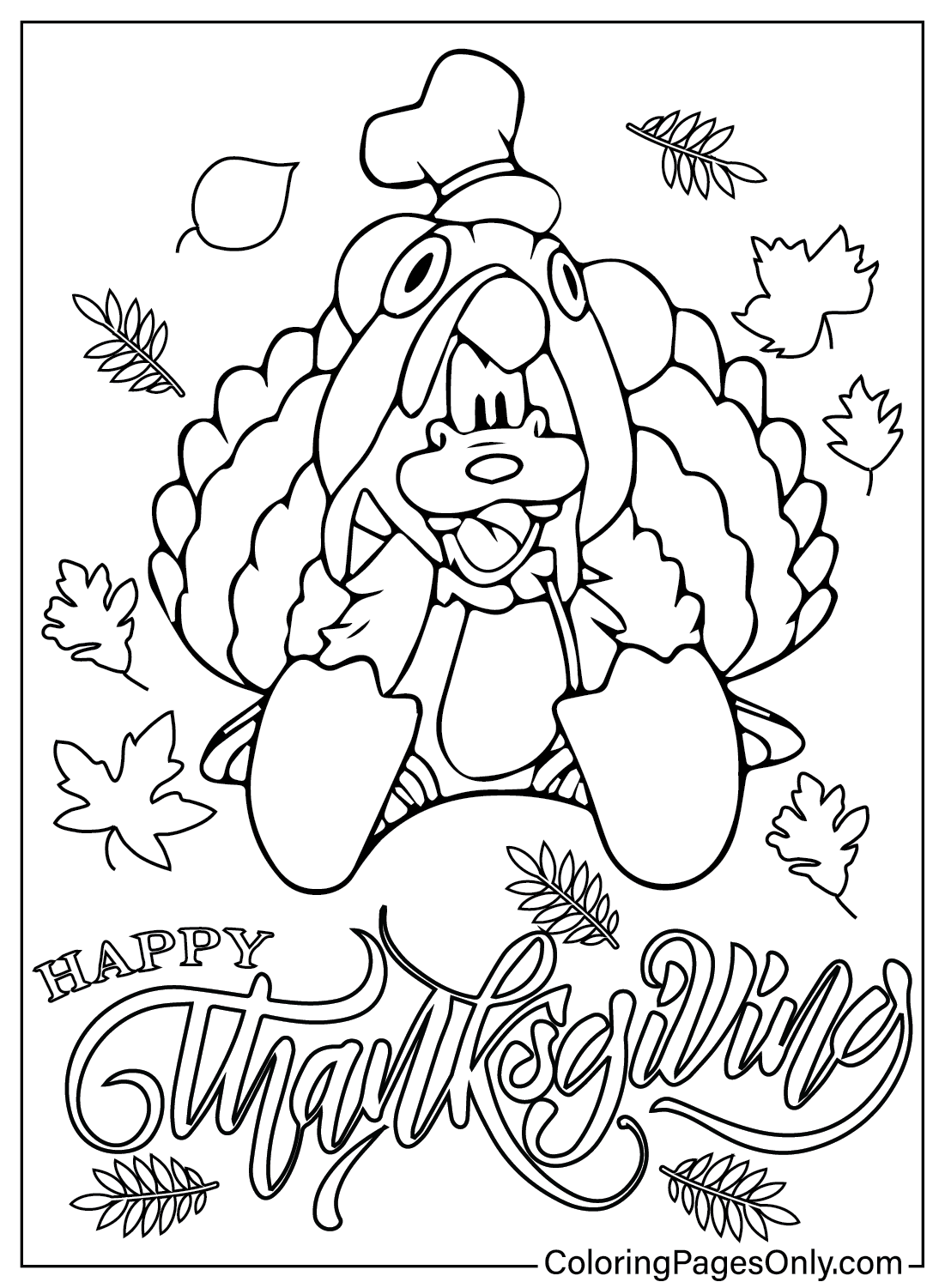 Disney Goofy Thanksgiving Coloring Page from Disney Thanksgiving