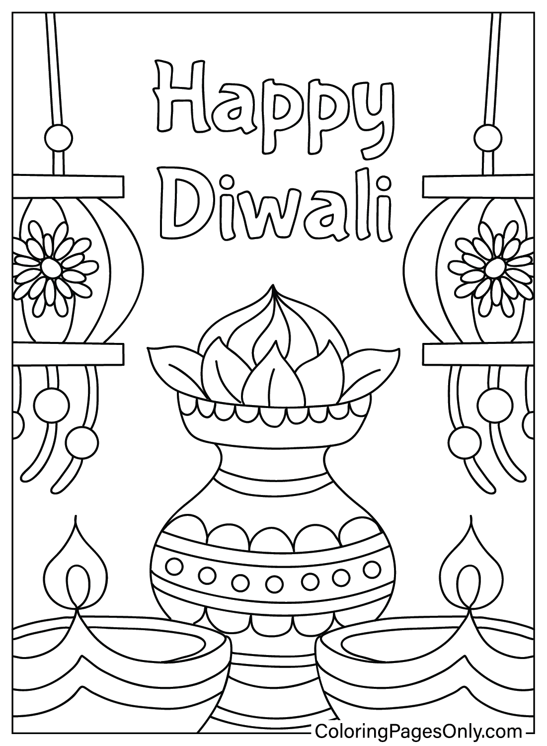 Diwali Coloring Page for Adults from Diwali