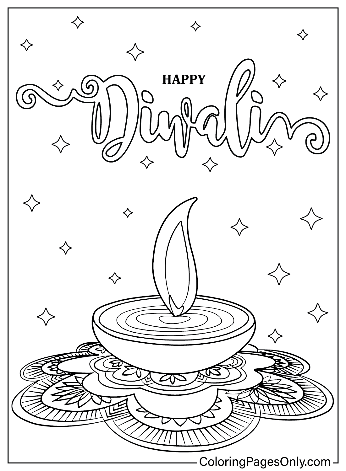 Diwali Coloring Sheet for Kids from Diwali