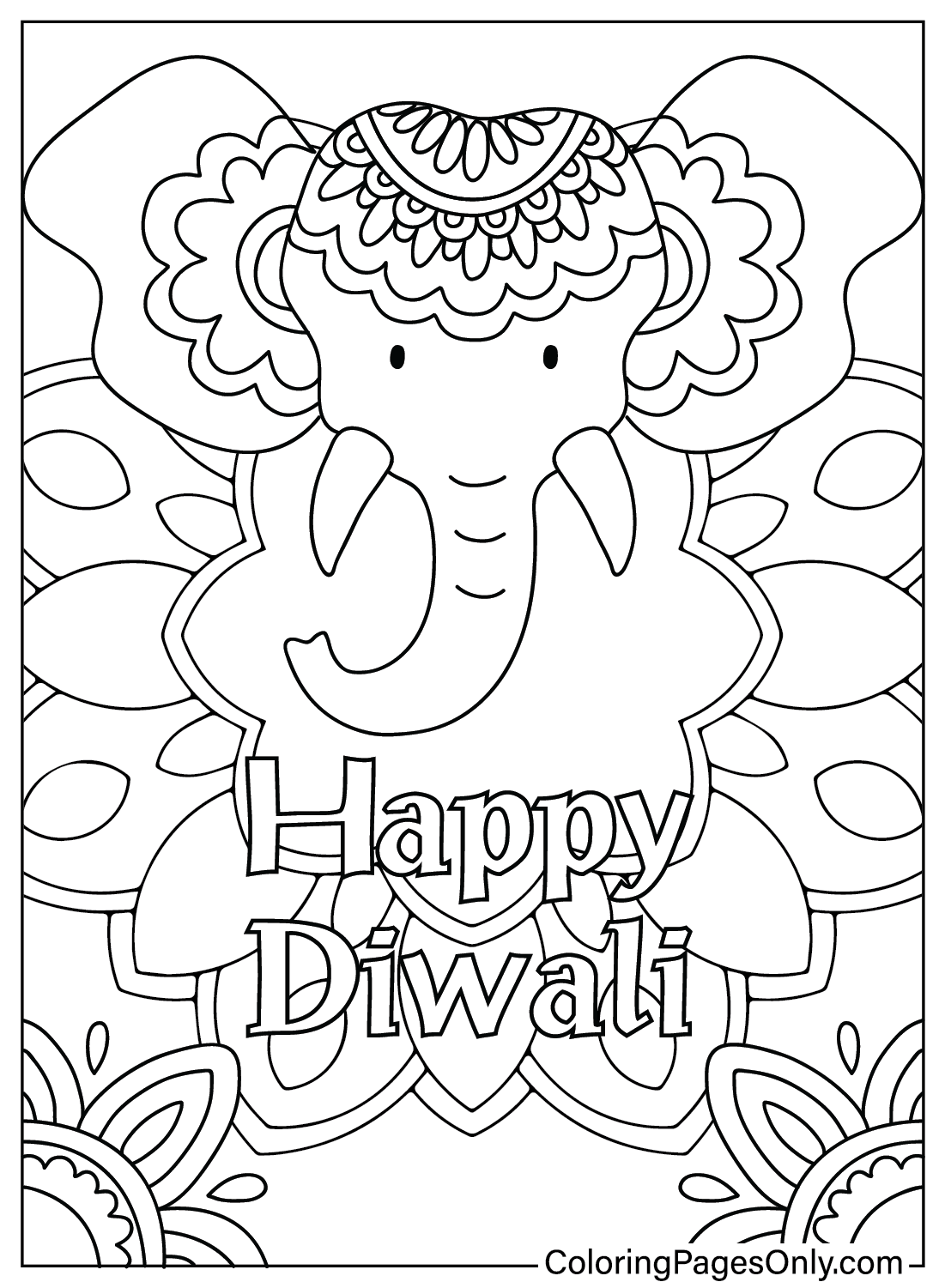 Diwali Free Coloring Page from Diwali