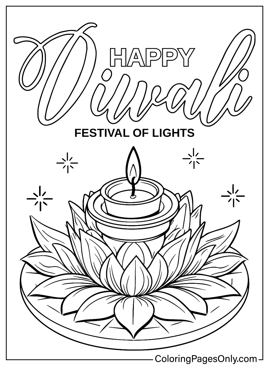 Diwali-afbeeldingen om in te kleuren van Diwali