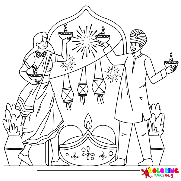 Páginas para colorir de Diwali