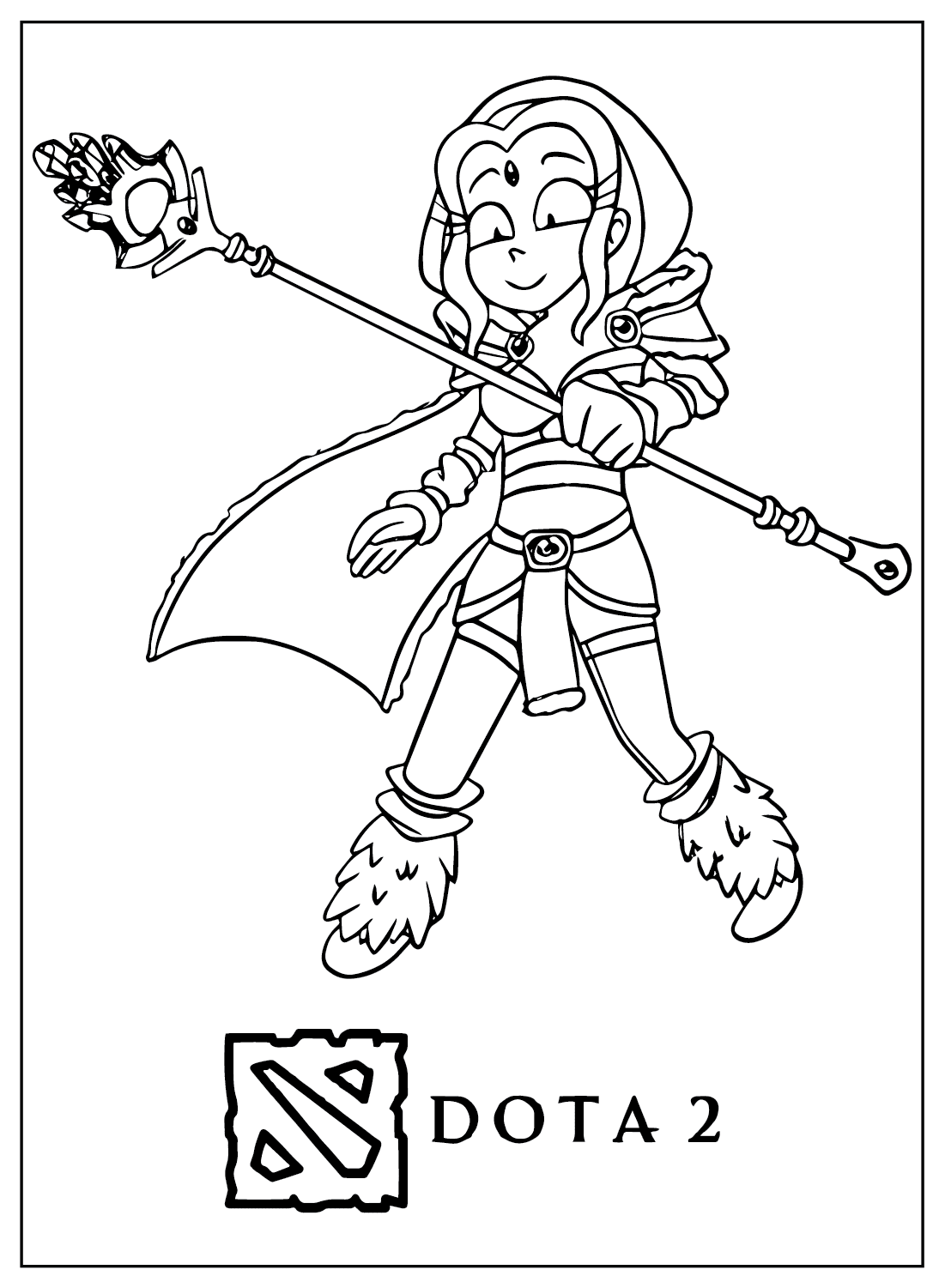 Dota 2 Crystal Maiden Chibi Coloring Page from Dota 2