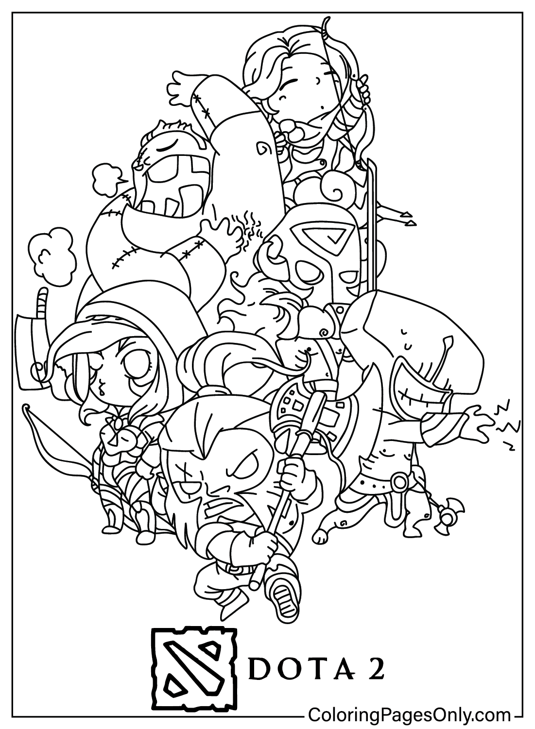 Dota2 Heroes Coloring Page from Dota 2