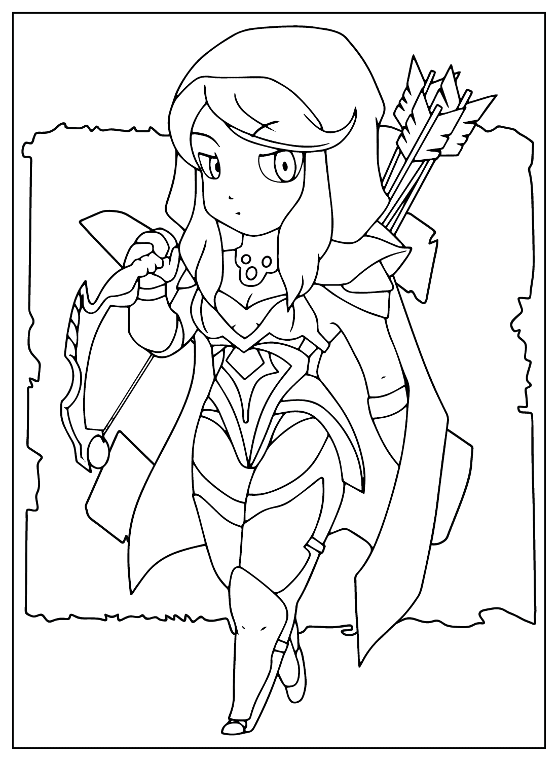 Drow Ranger Coloring Page from Dota 2