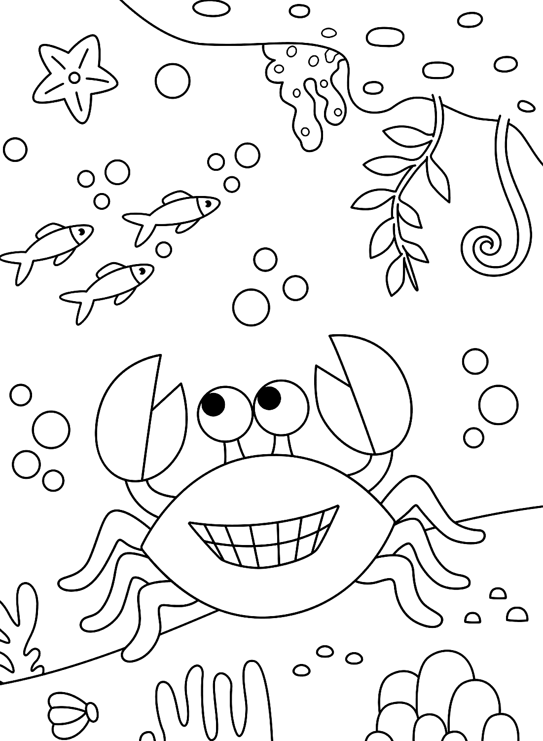 Pagina di pesci e granchi da Crab