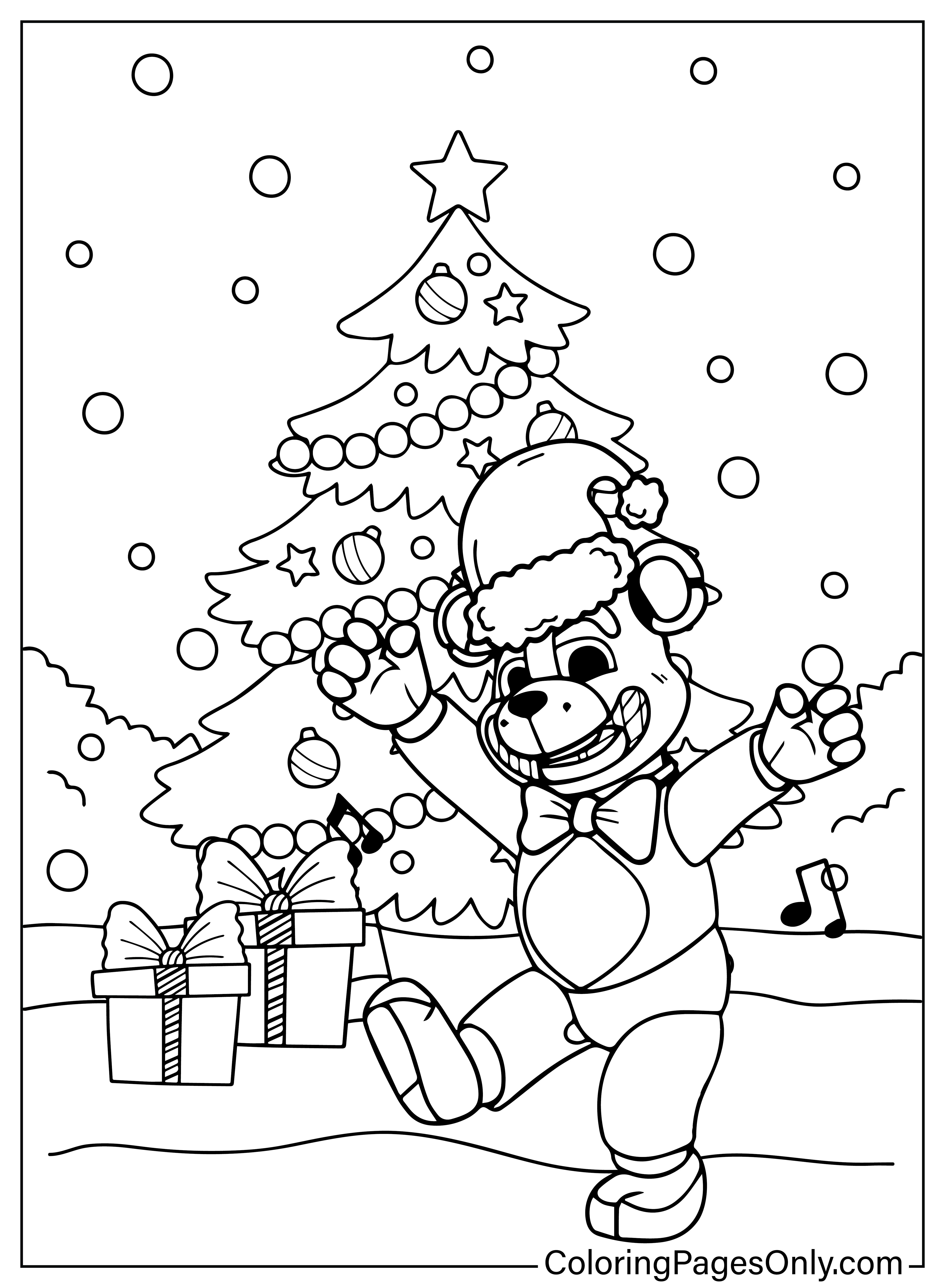 Freddy Fazbear Christmas Coloring Page