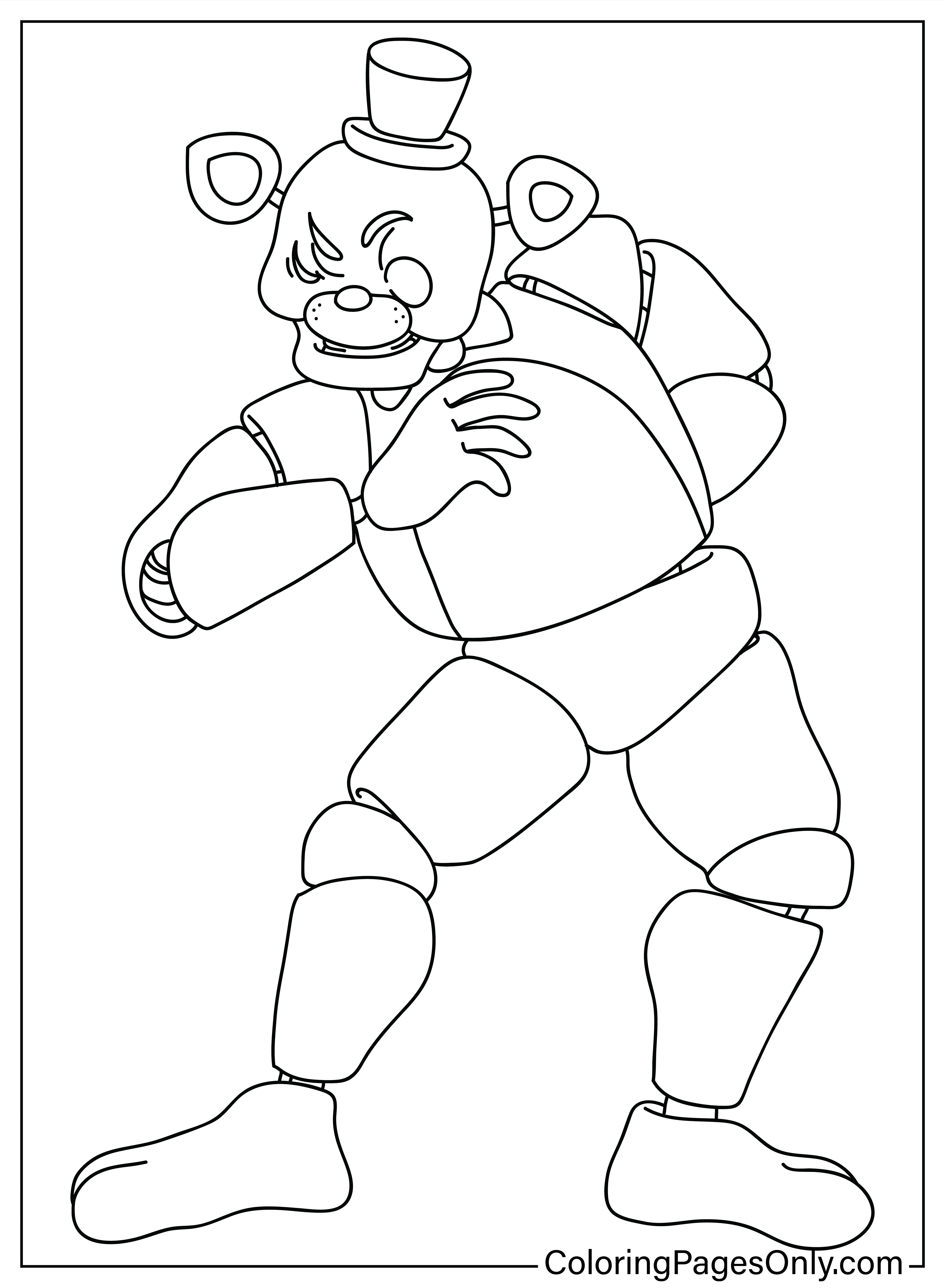 Página para colorear de Freddy Fazbear de Five Nights At Freddy's 2