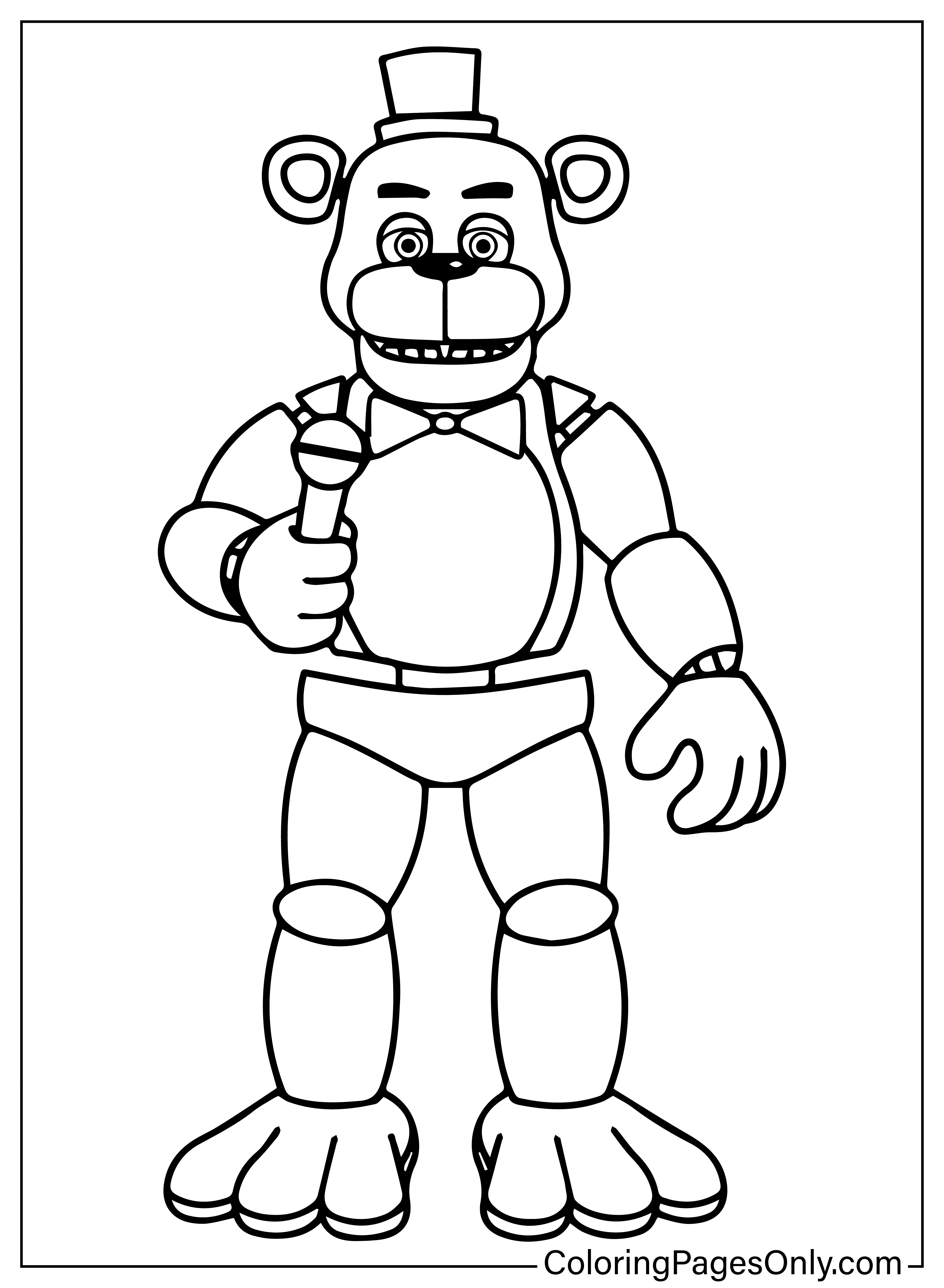 Página para colorir de Freddy Fazbear para impressão gratuita de Five Nights At Freddy's 2