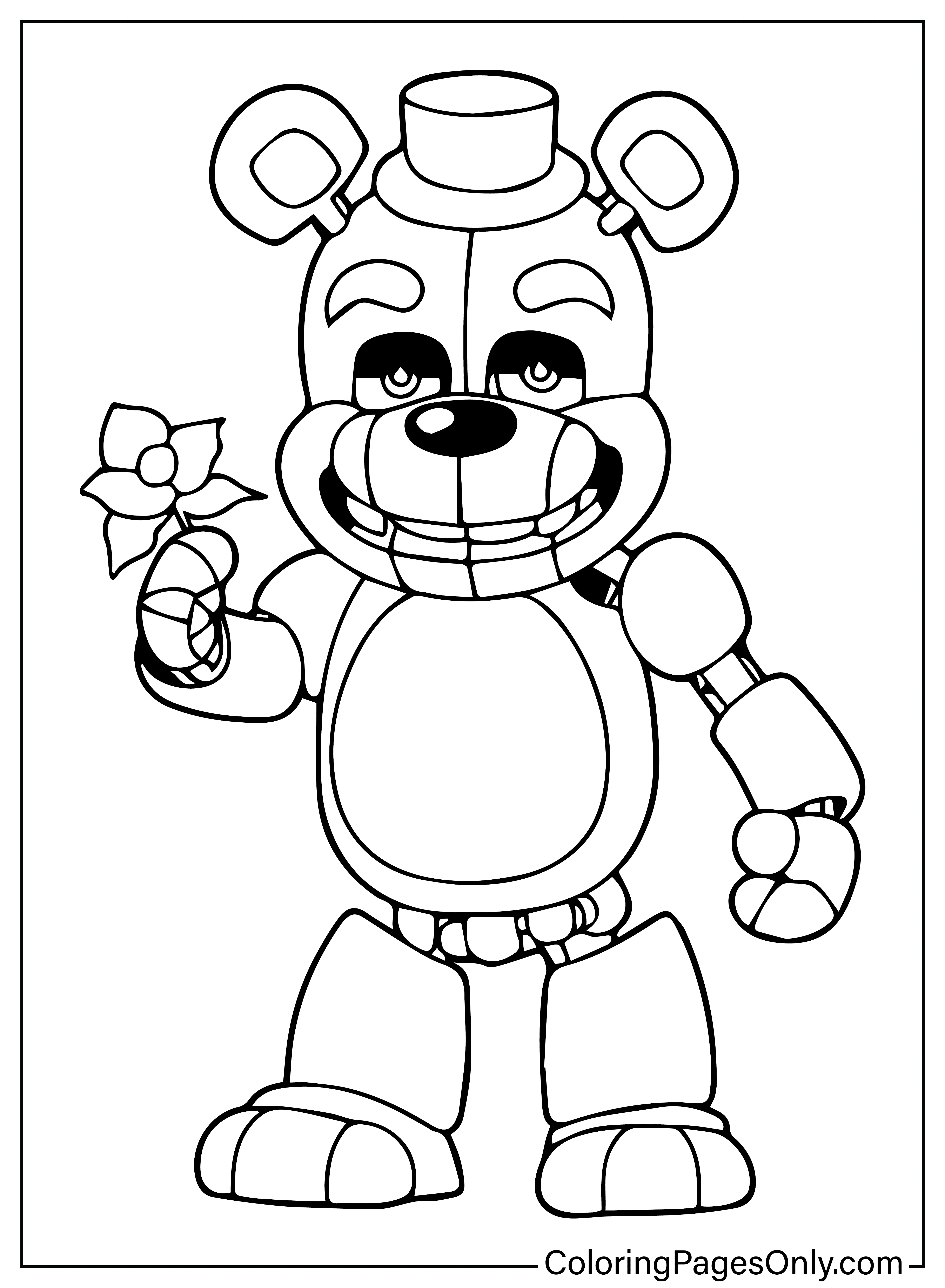 Freddy Fazbear Coloring Page PNG