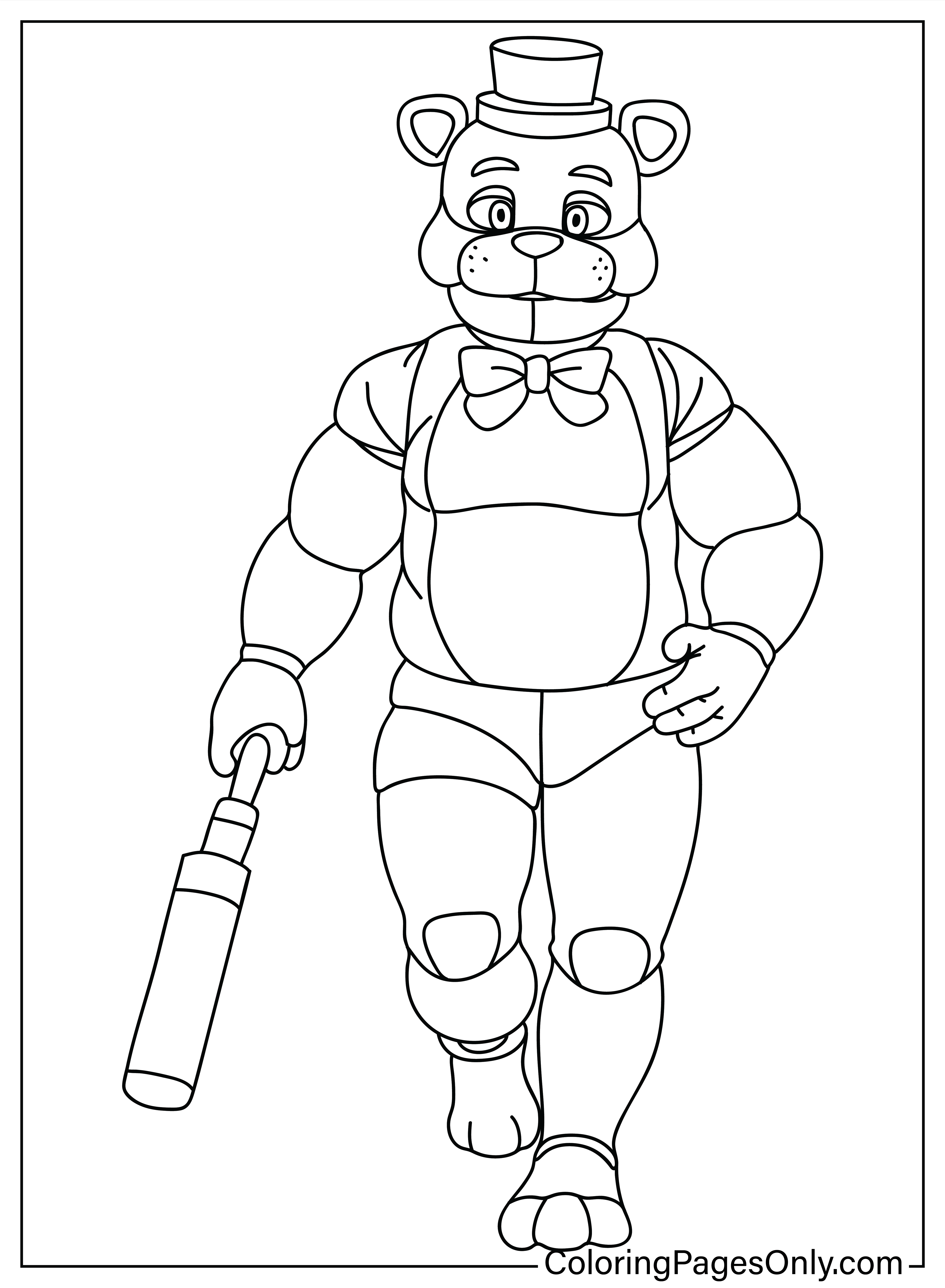 Página para colorear de Freddy Fazbear de Five Nights At Freddy's 2