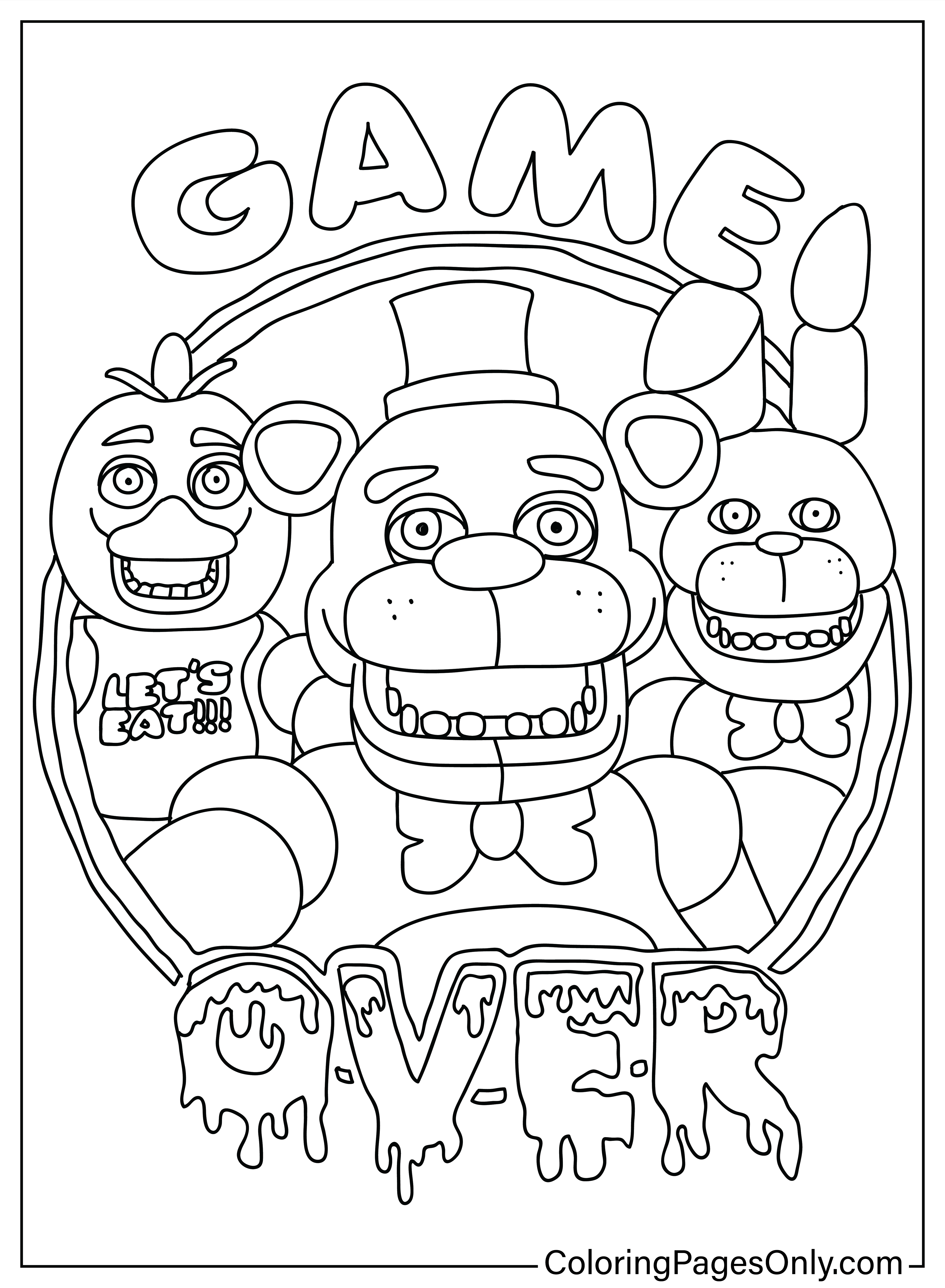 Freddy Fazbear and Friends Coloring Page