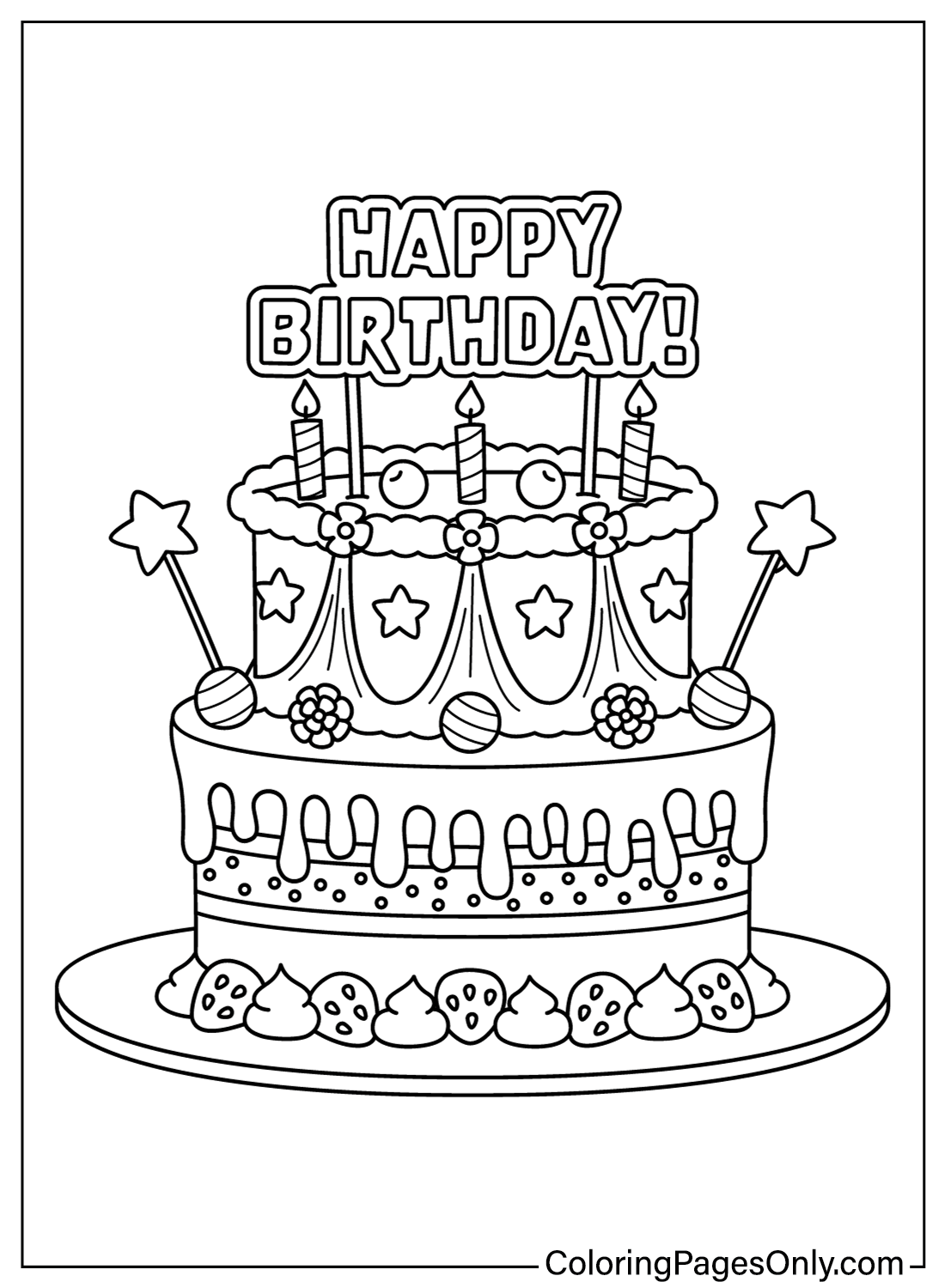Disegni da colorare gratuiti per torte di compleanno