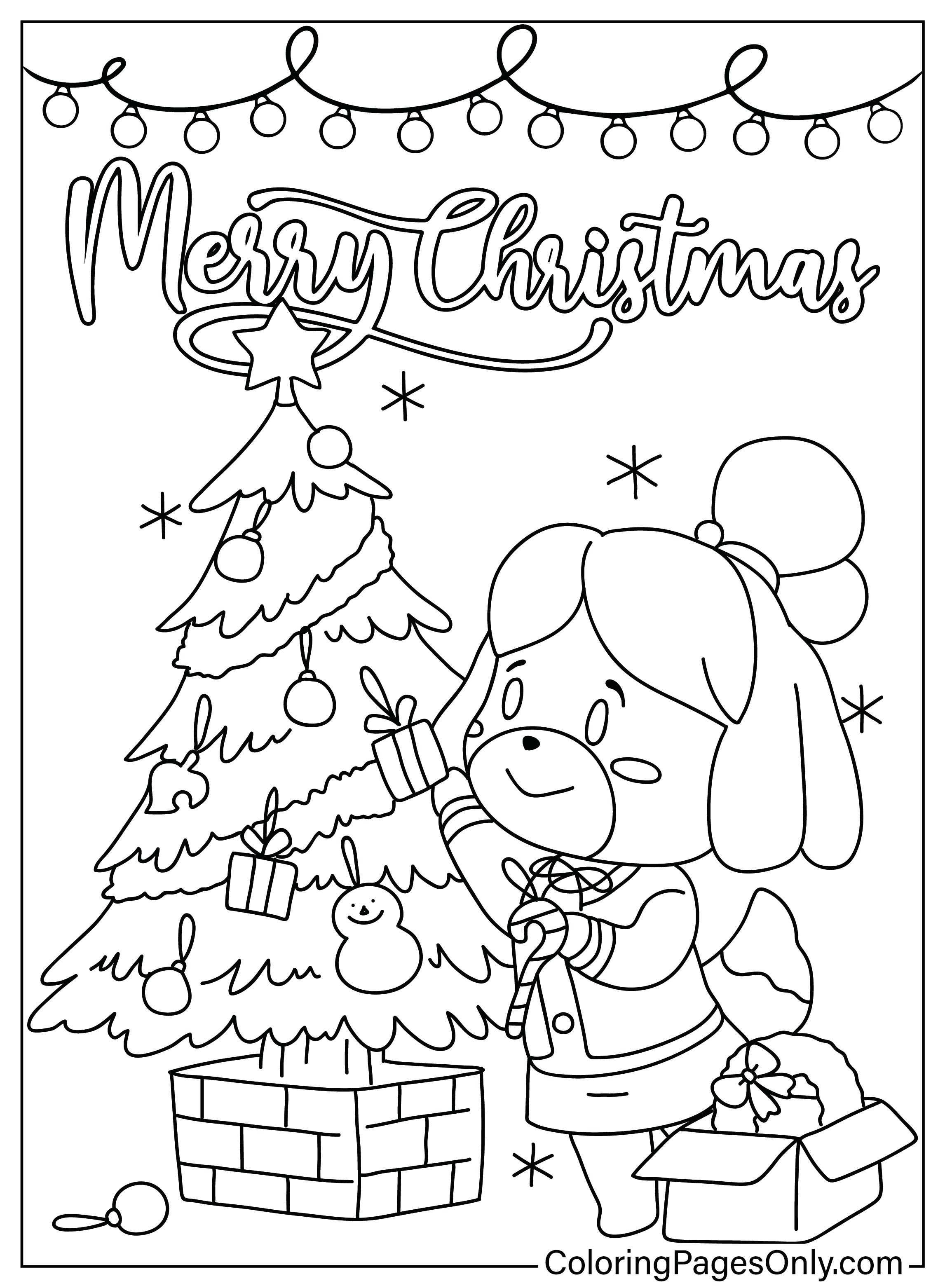 Free Christmas Cartoon Coloring Page from Christmas Cartoon