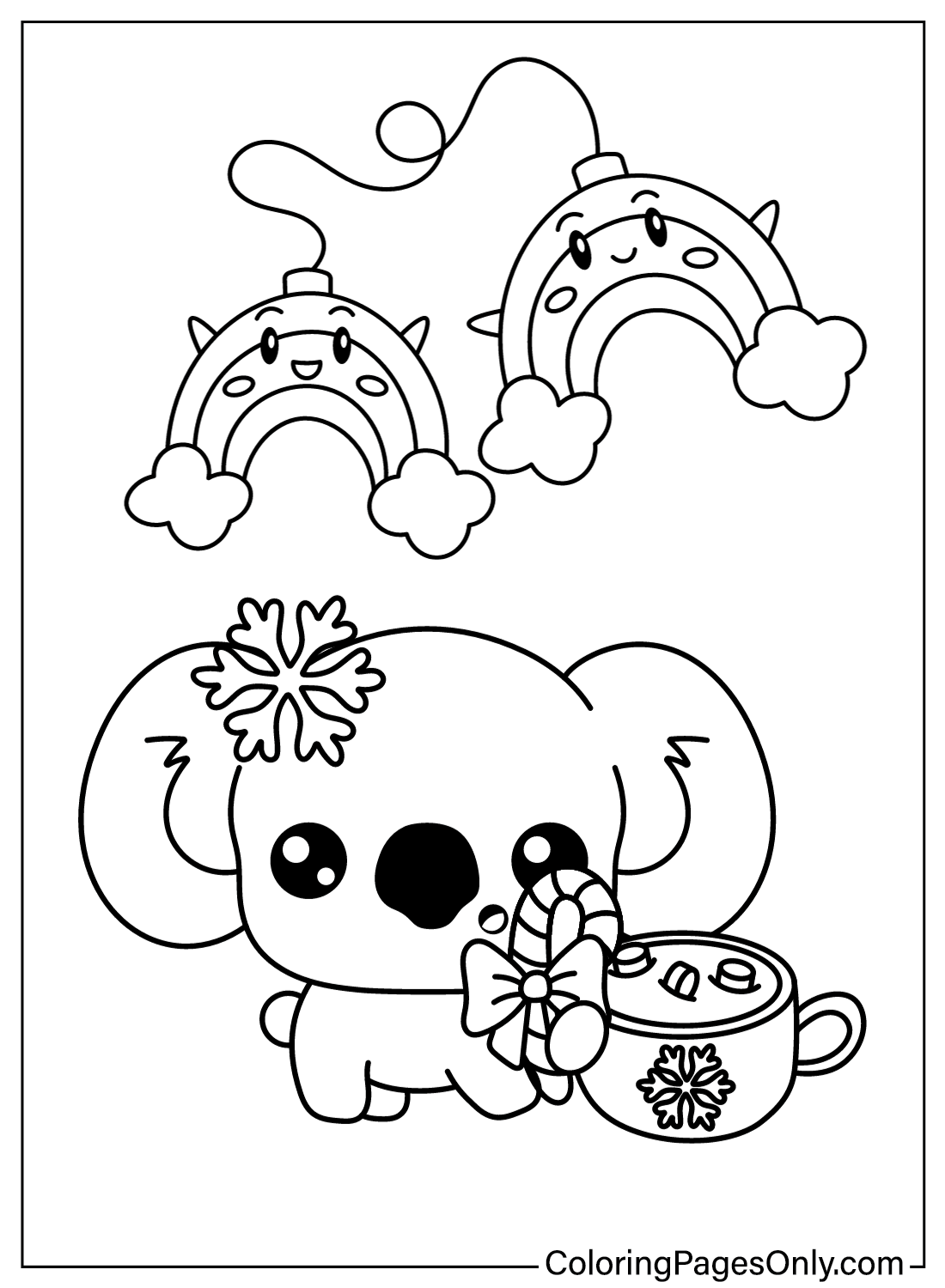 Desenhos para colorir de coala de Natal grátis