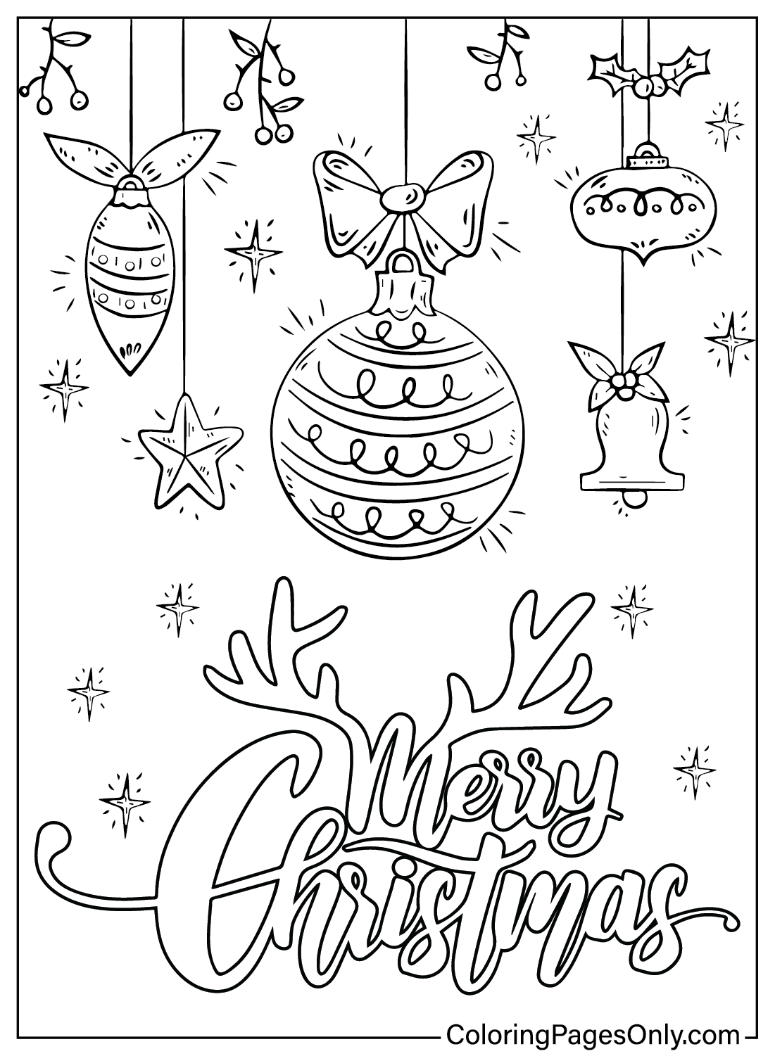 Free Christmas Ornaments Coloring Page