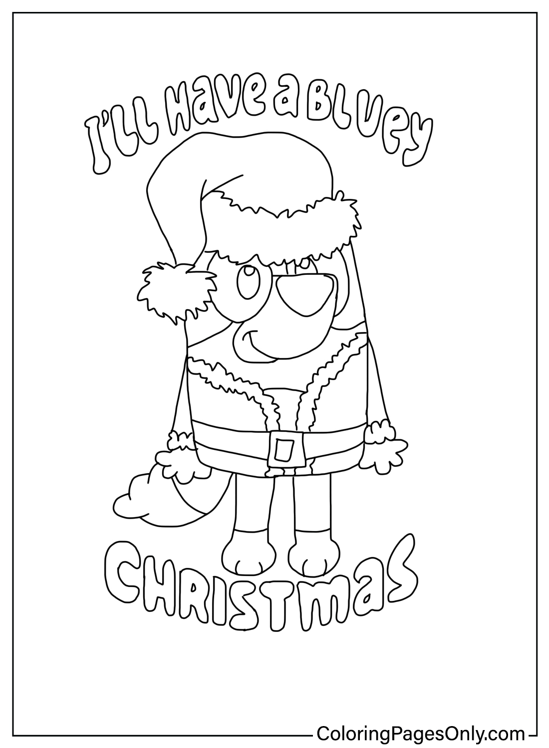 Free Coloring Pages Christmas Bluey from Christmas Cartoon