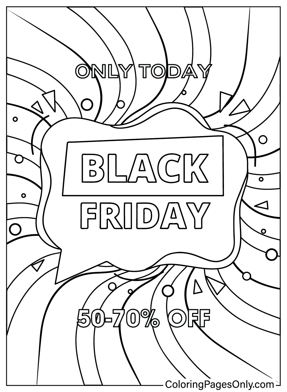 Pagina da colorare stampabile gratuita del Black Friday dal Black Friday