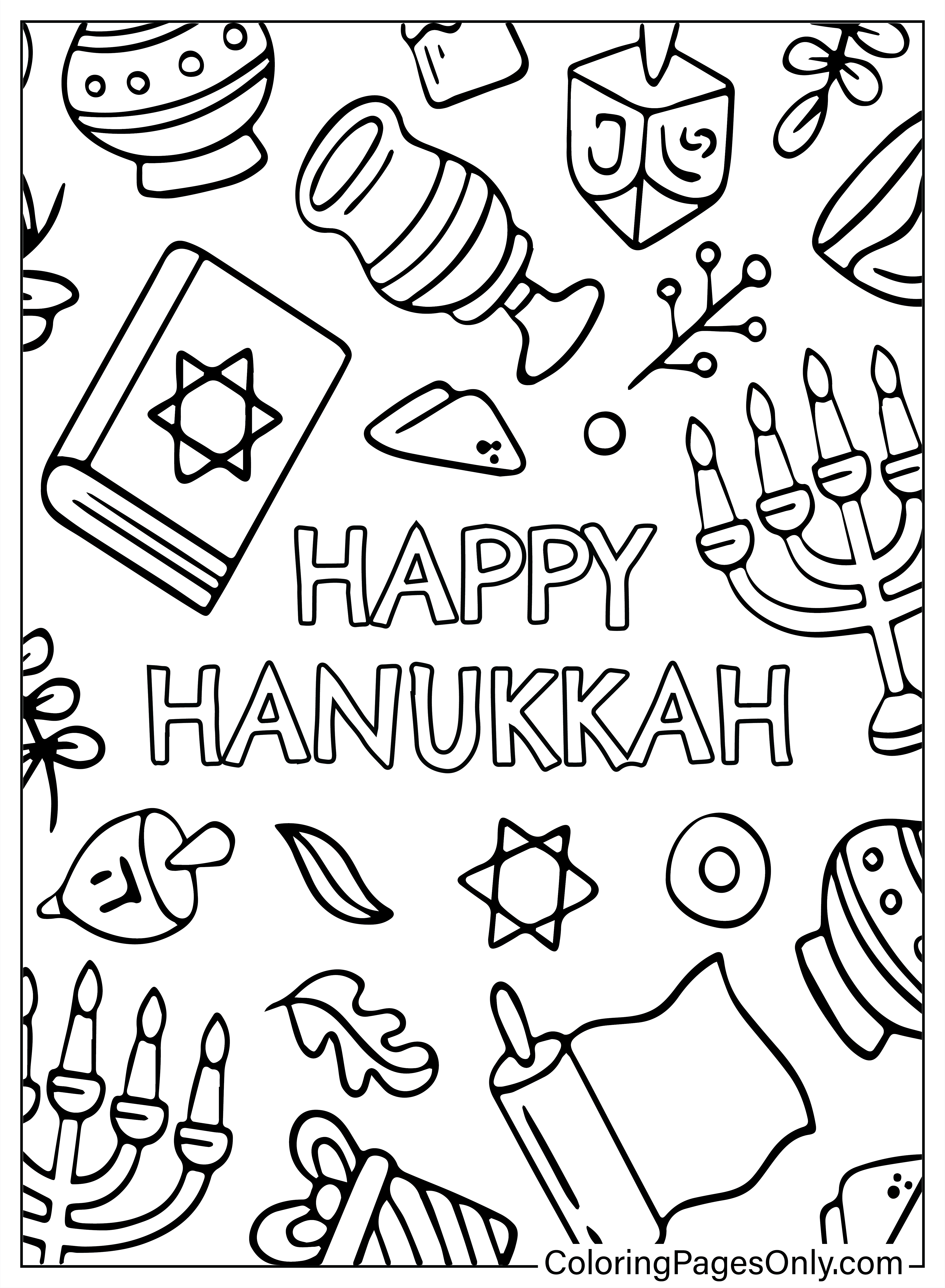 Pagina da colorare stampabile gratuita di Hanukkah da Hanukkah