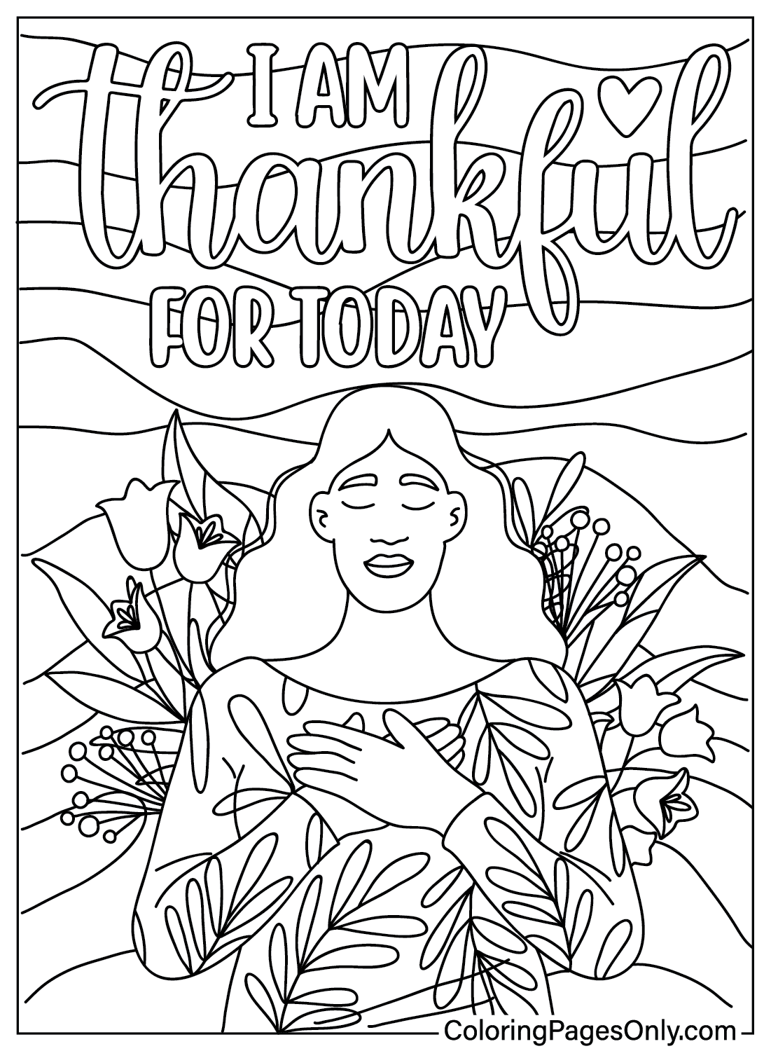 Free Printable I Am Thankful For Coloring Page
