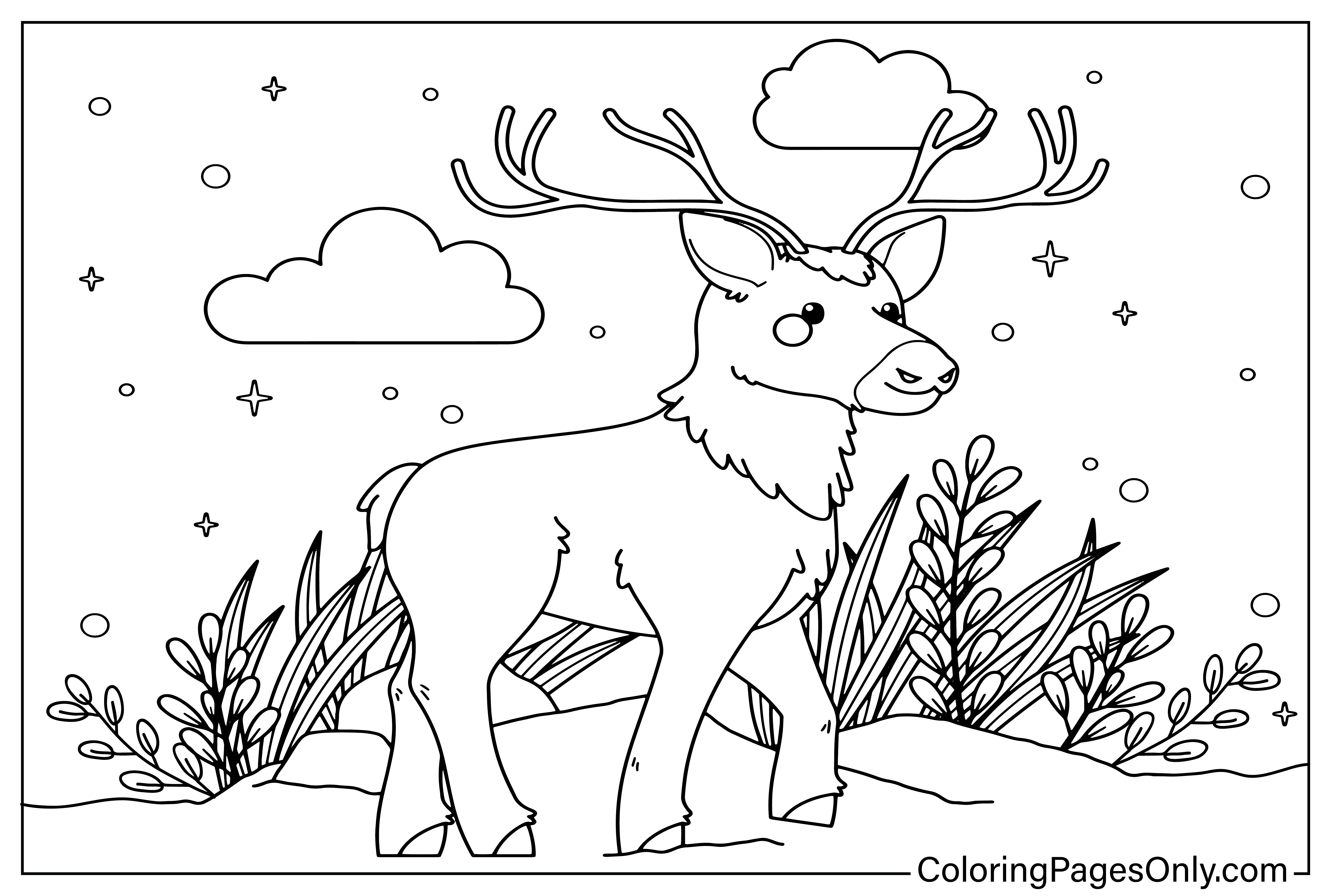 89 Reindeer Coloring Pages ColoringPagesOnly