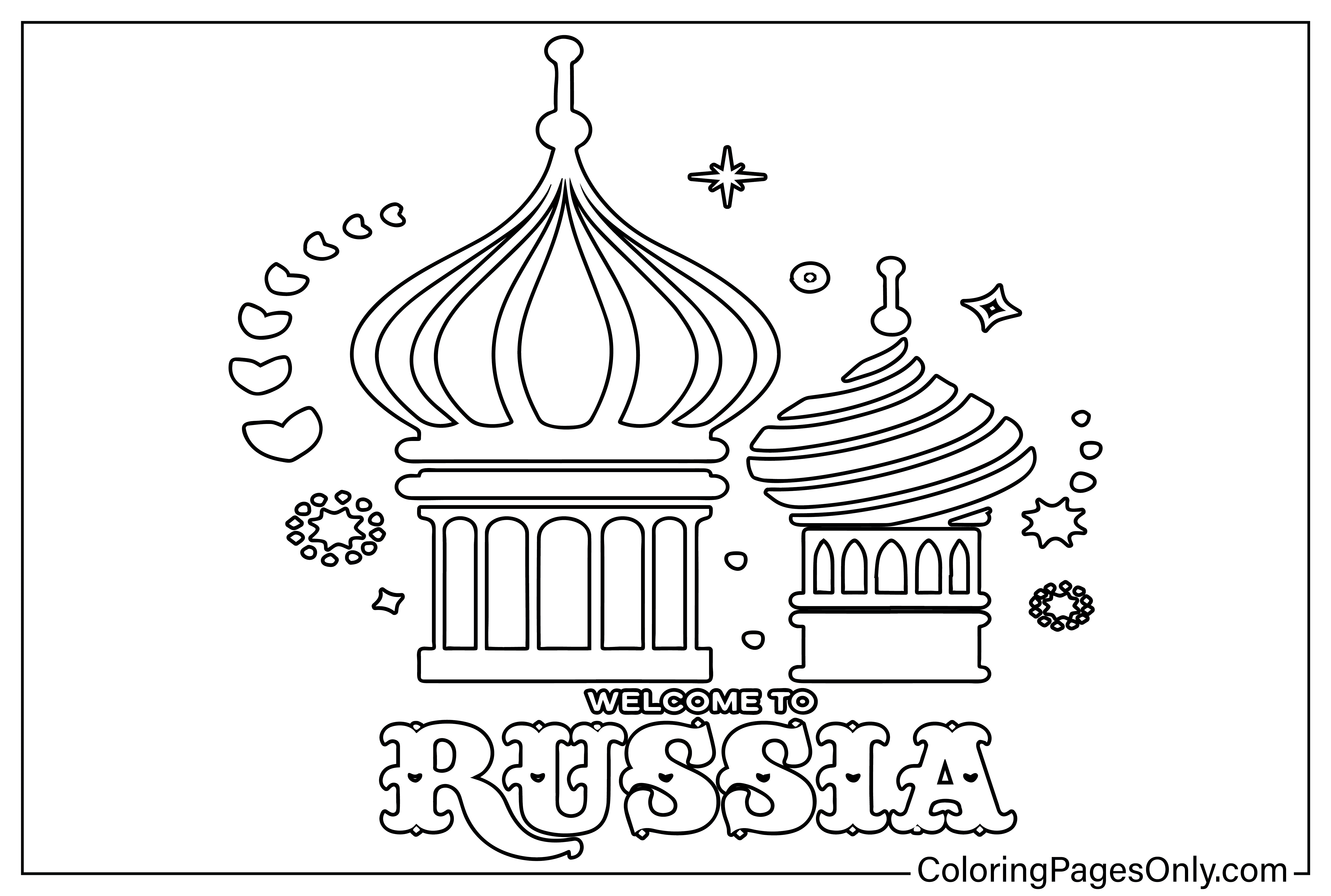 Página para colorir da Rússia para impressão gratuita da Rússia