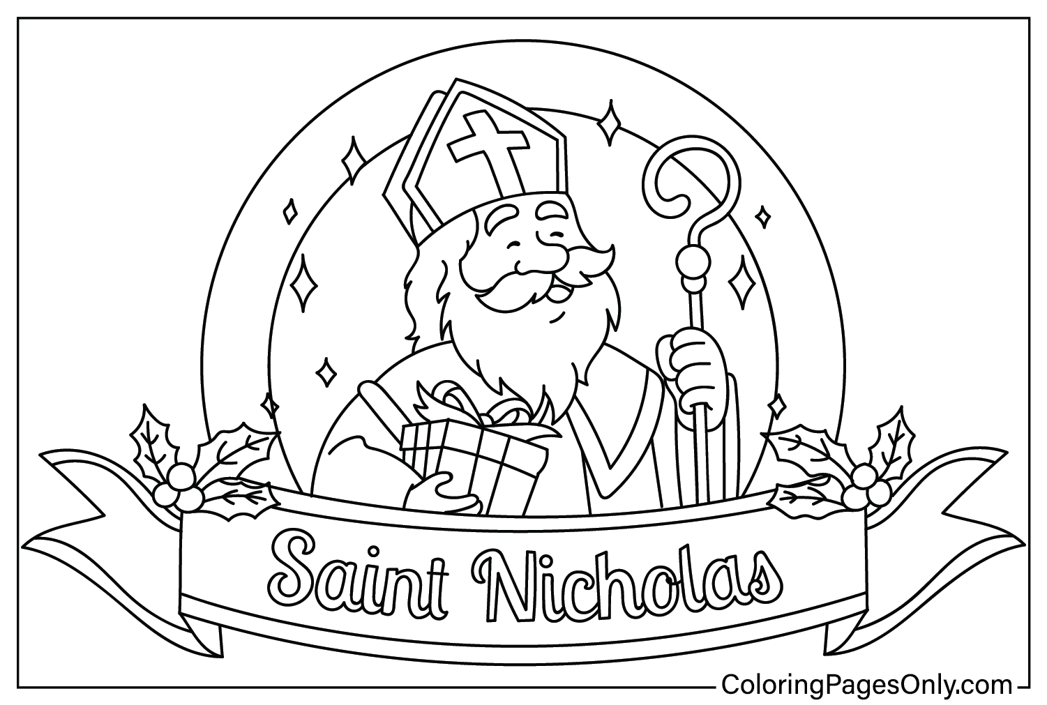 Página para colorir do Dia de São Nicolau para impressão gratuita do Dia de São Nicolau