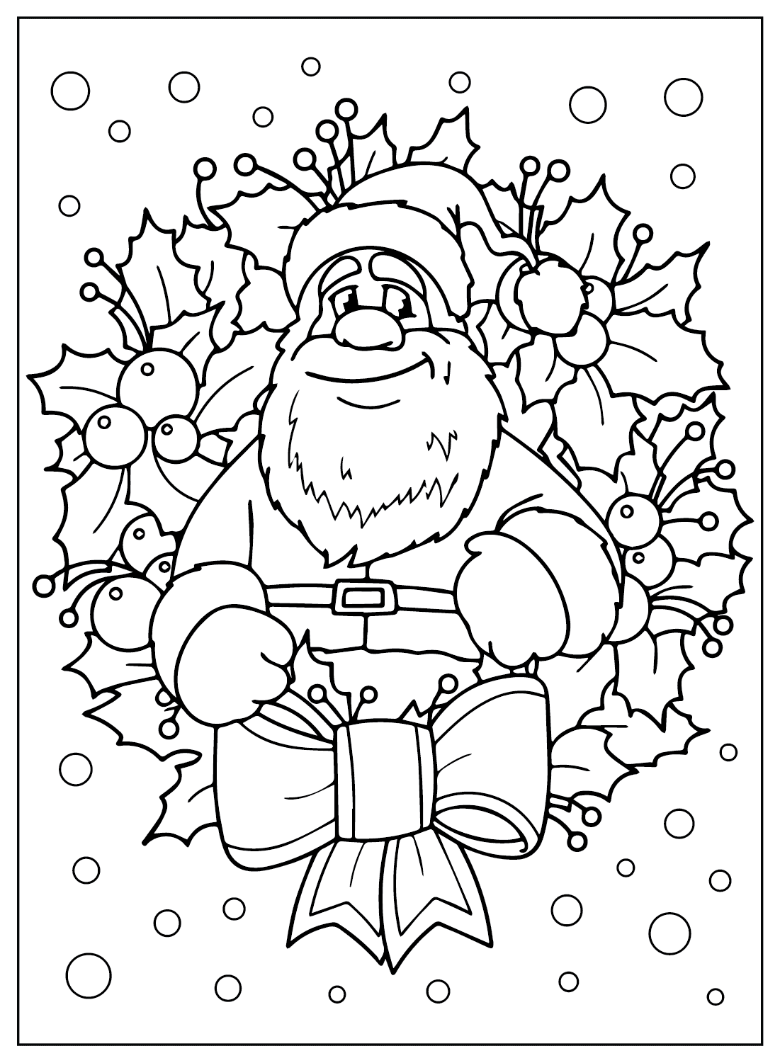 Pagina da colorare stampabile gratuita di Babbo Natale dal Natale 2024