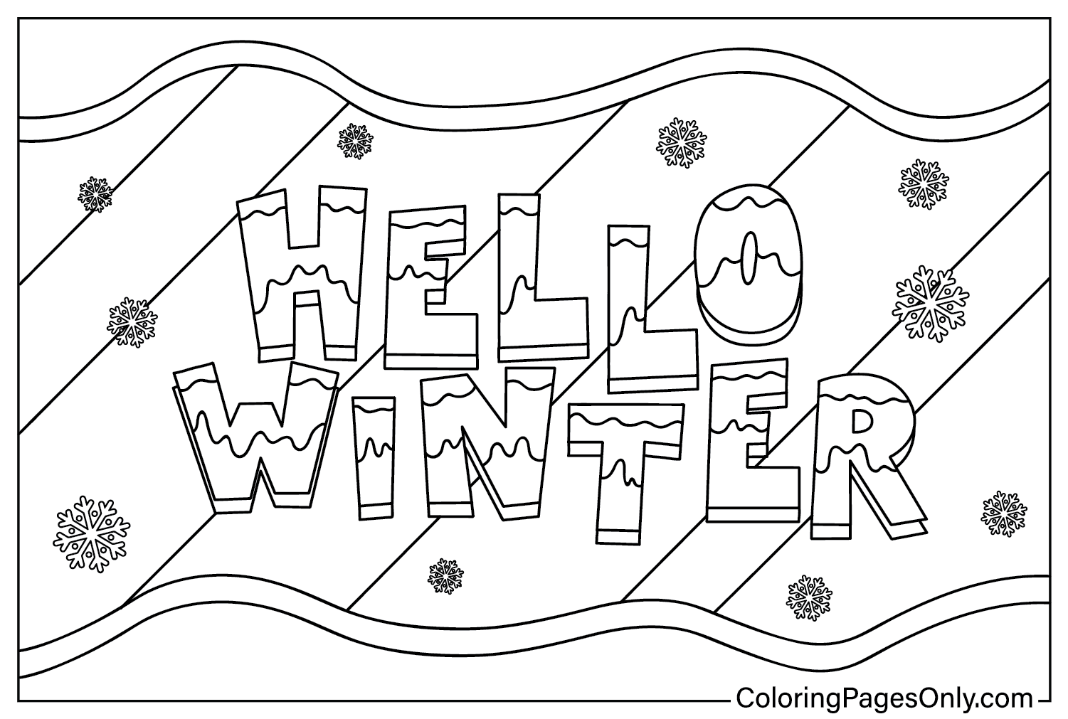Página para colorear de invierno para imprimir gratis del invierno de 2024