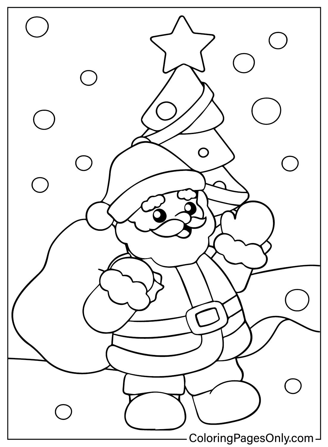 Página para colorir grátis do Papai Noel do Papai Noel
