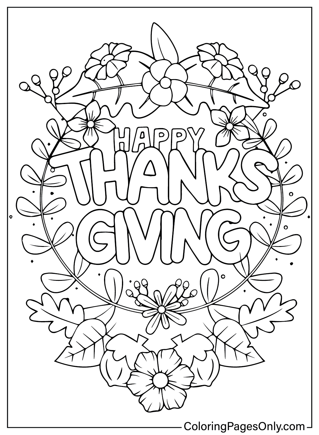 Бесплатная раскраска День Благодарения
