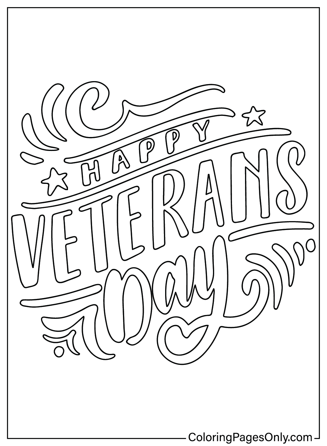Página para colorir gratuita do Dia dos Veteranos do Dia dos Veteranos