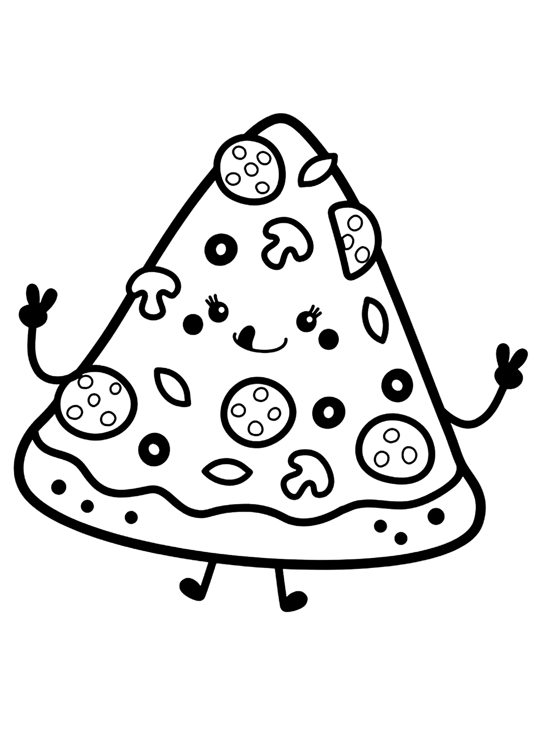 Divertente pagina da colorare di pizza