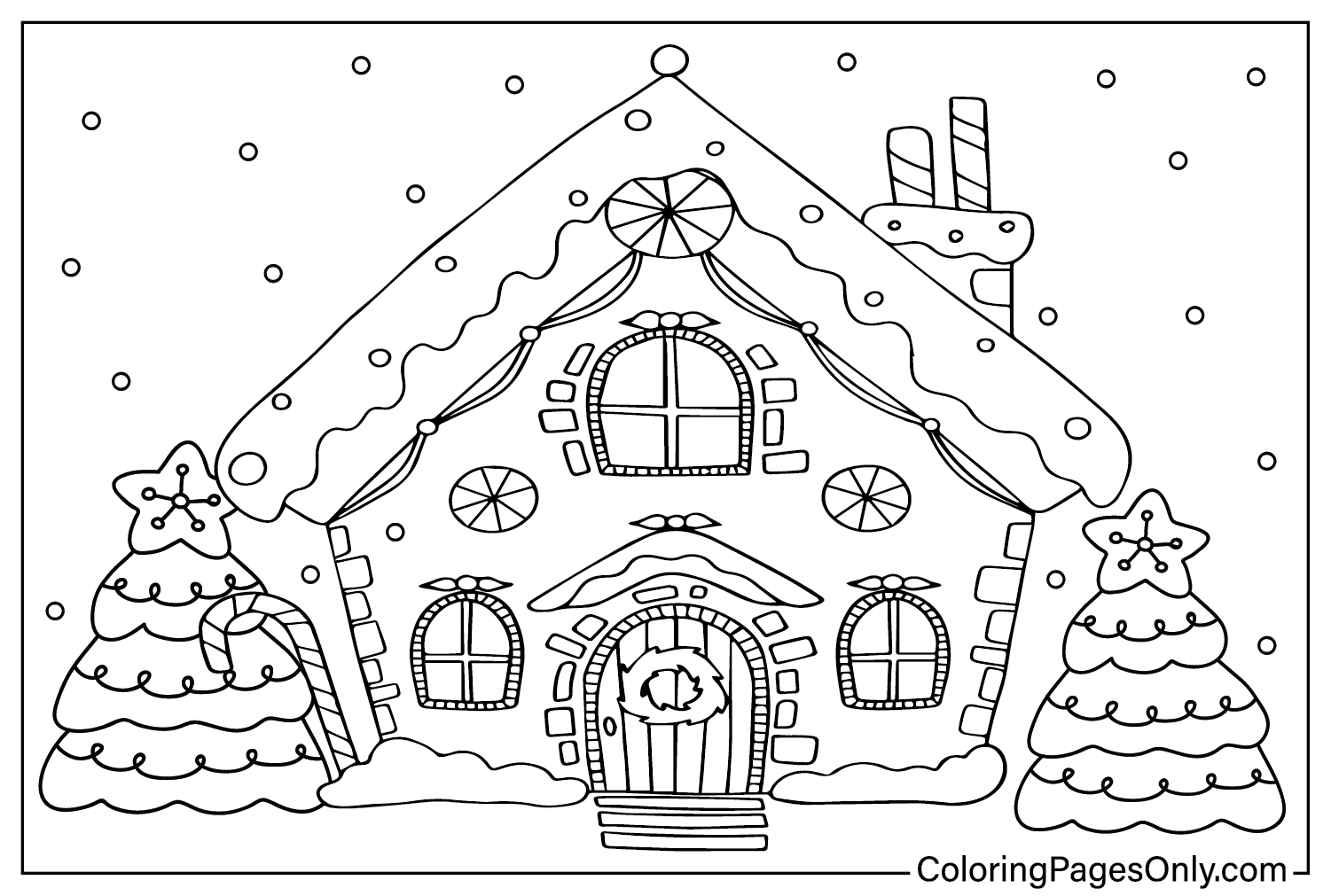 Página para colorir de Gingerbread House grátis em Gingerbread House