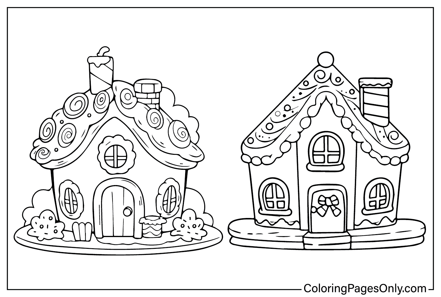 Página para colorear de la casa de jengibre PDF de Gingerbread House