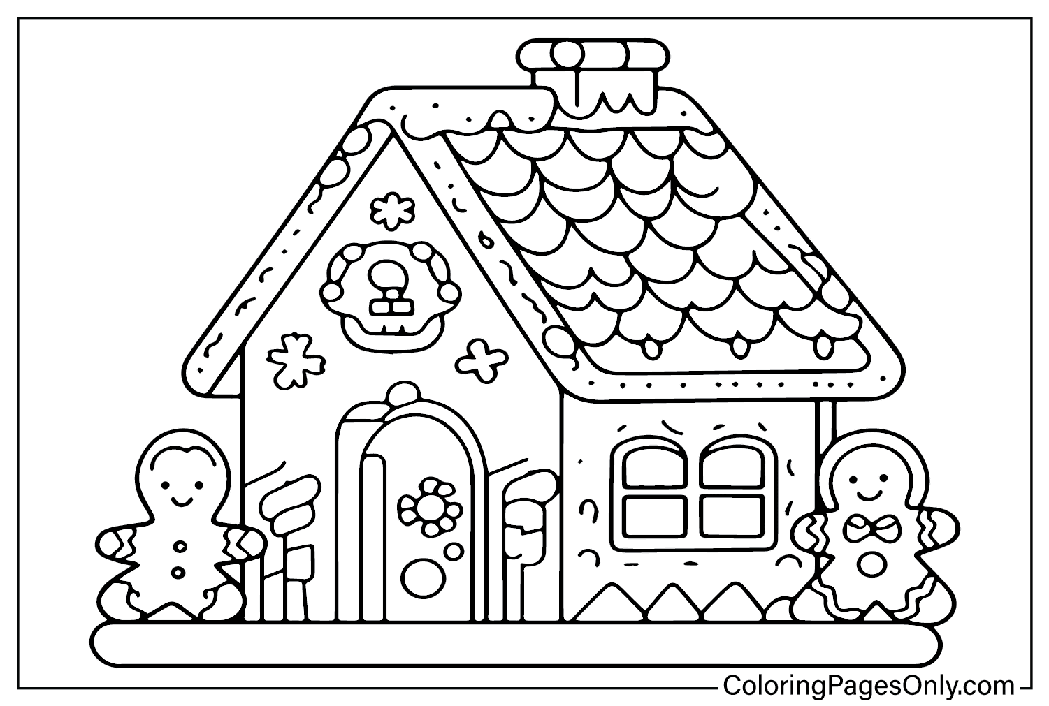 Gingerbread House Coloring Page for Adults - Free Printable Coloring Pages