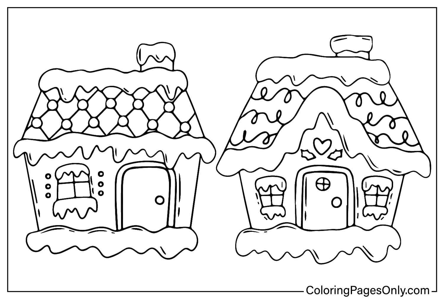 Página para colorear de la casa de jengibre para imprimir desde la casa de jengibre
