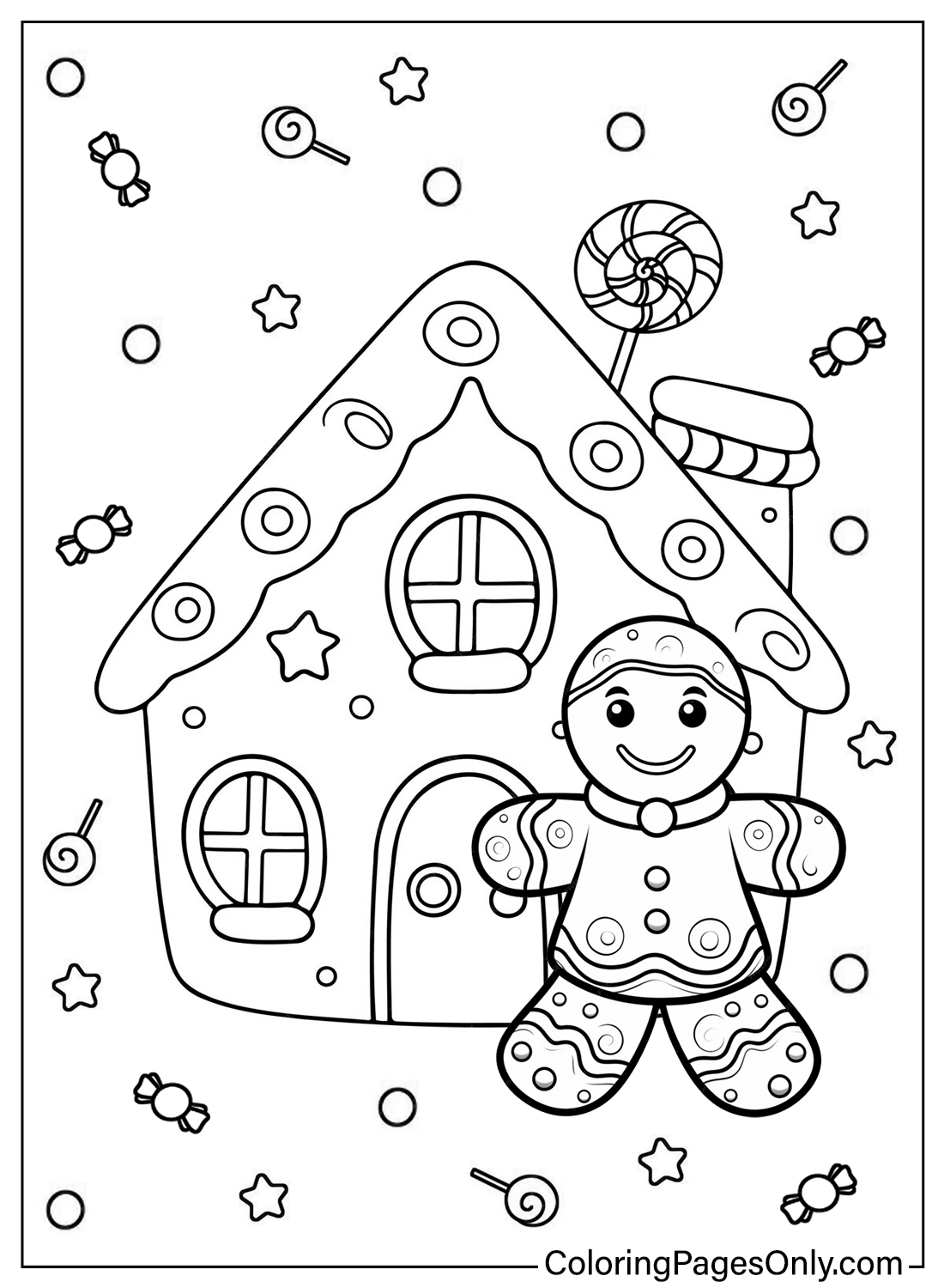 Gingerbread House and Gingerbread Man Coloring