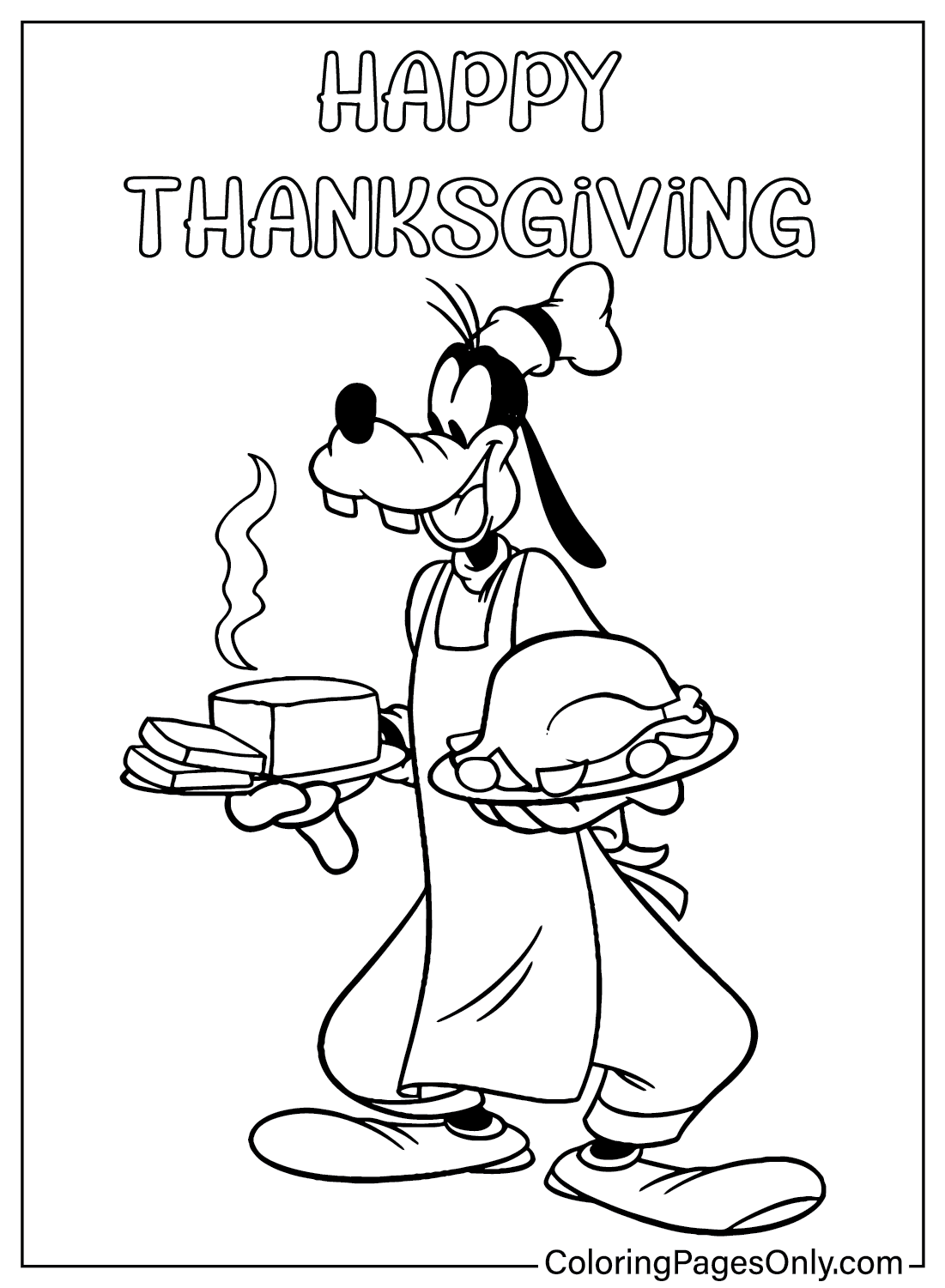 Goofy Disney Thanksgiving kleurplaat van Disney Thanksgiving