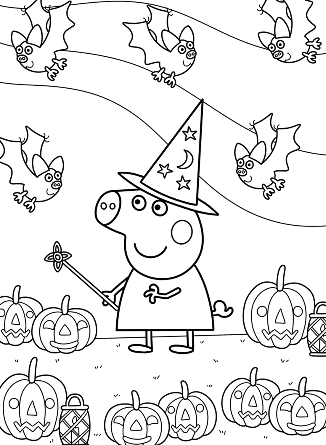 Disegni da colorare di Peppa Pig di Halloween