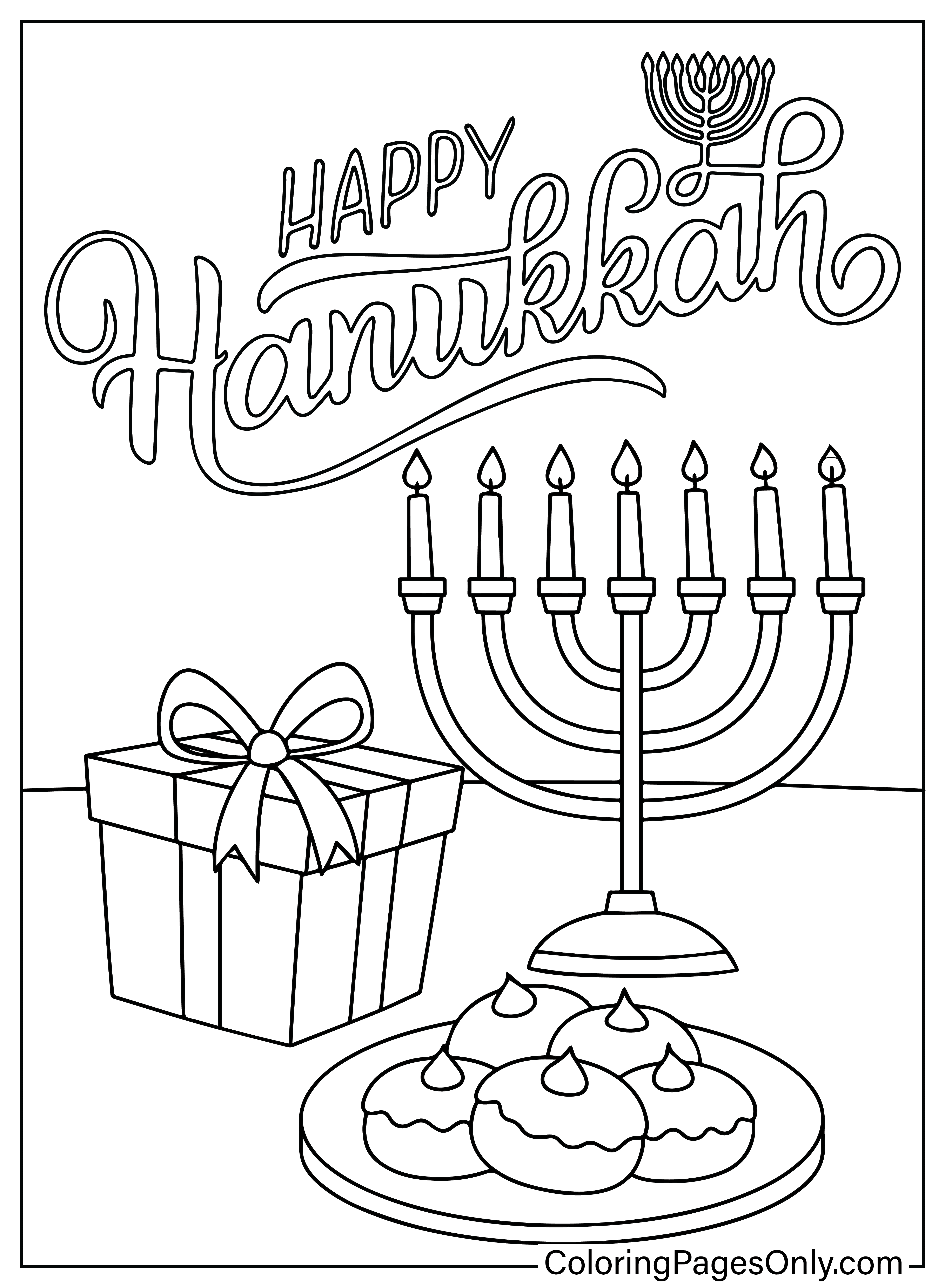 Hanukkah Coloring Sheet for Kids from Hanukkah