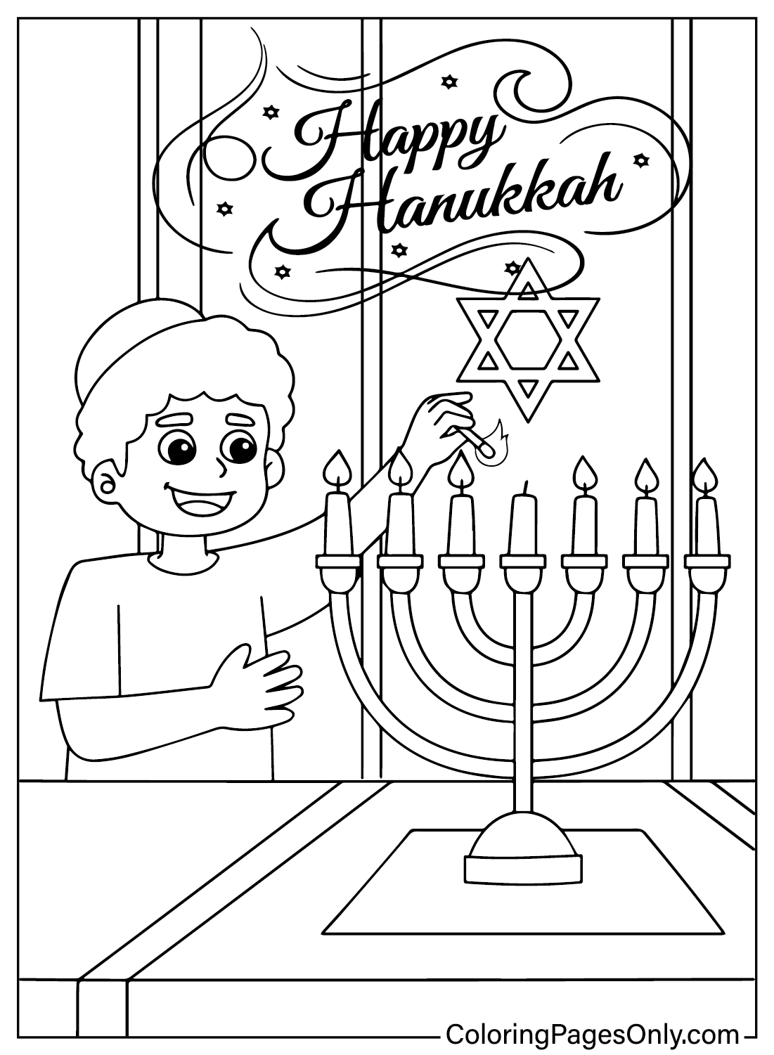 Hanukkah Coloring Page PDF from Hanukkah