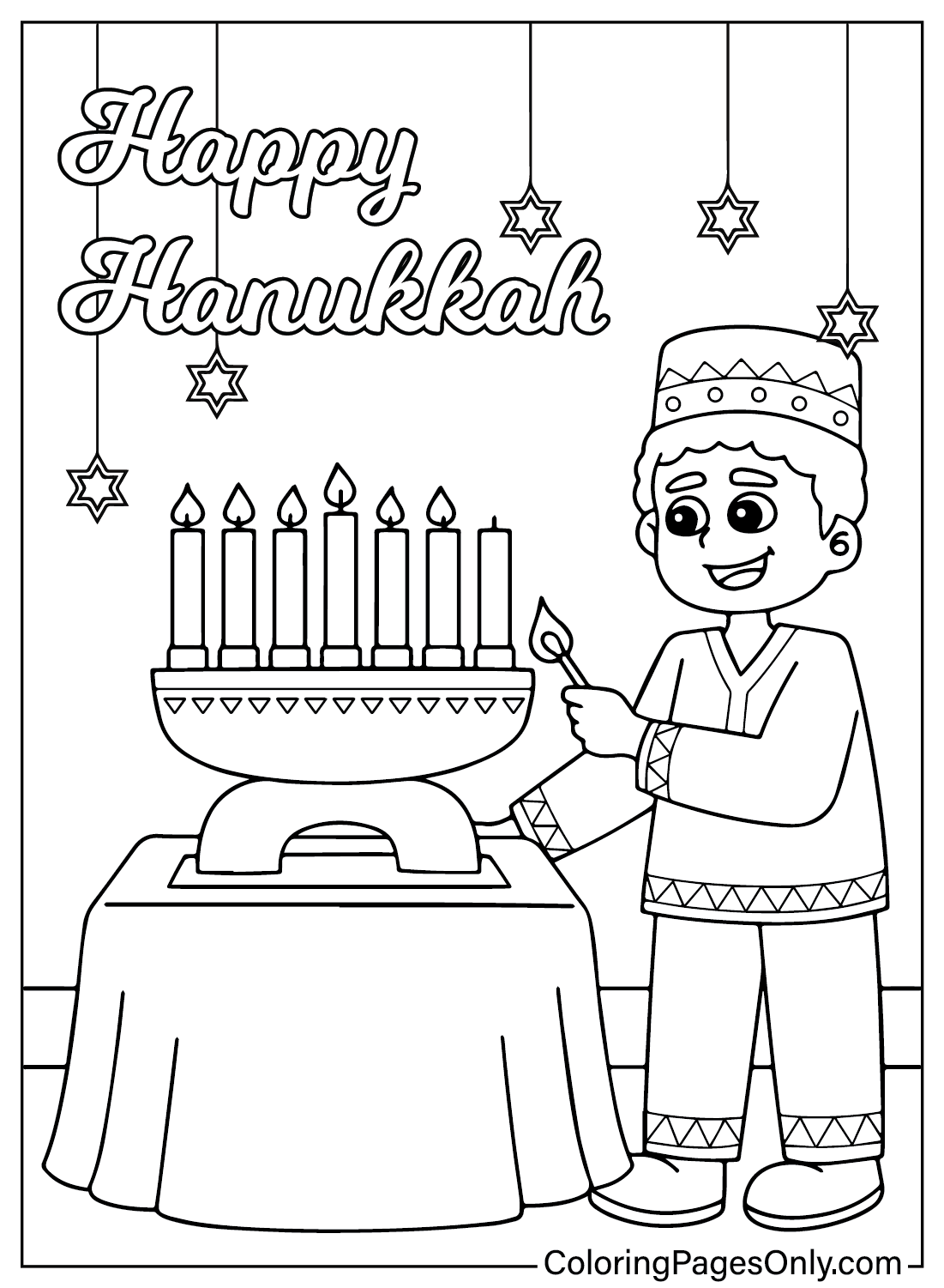 Página para colorir de Hanukkah PNG de Hanukkah