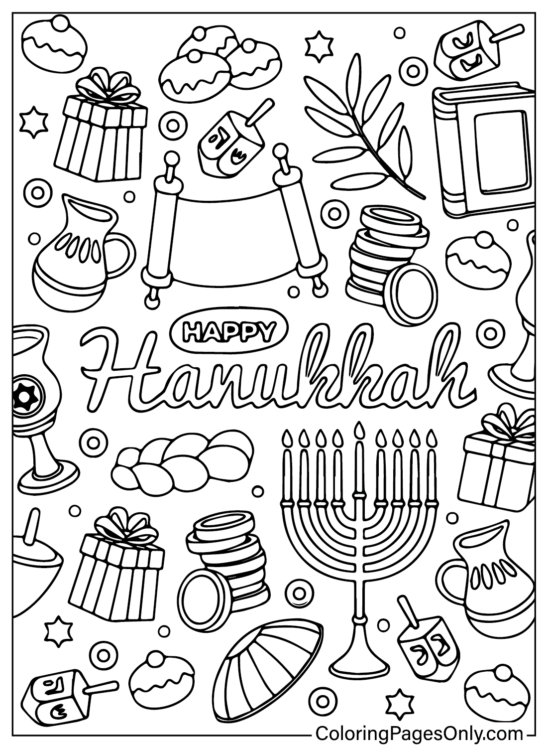 Páginas para colorir de Hanukkah para baixar de Hanukkah