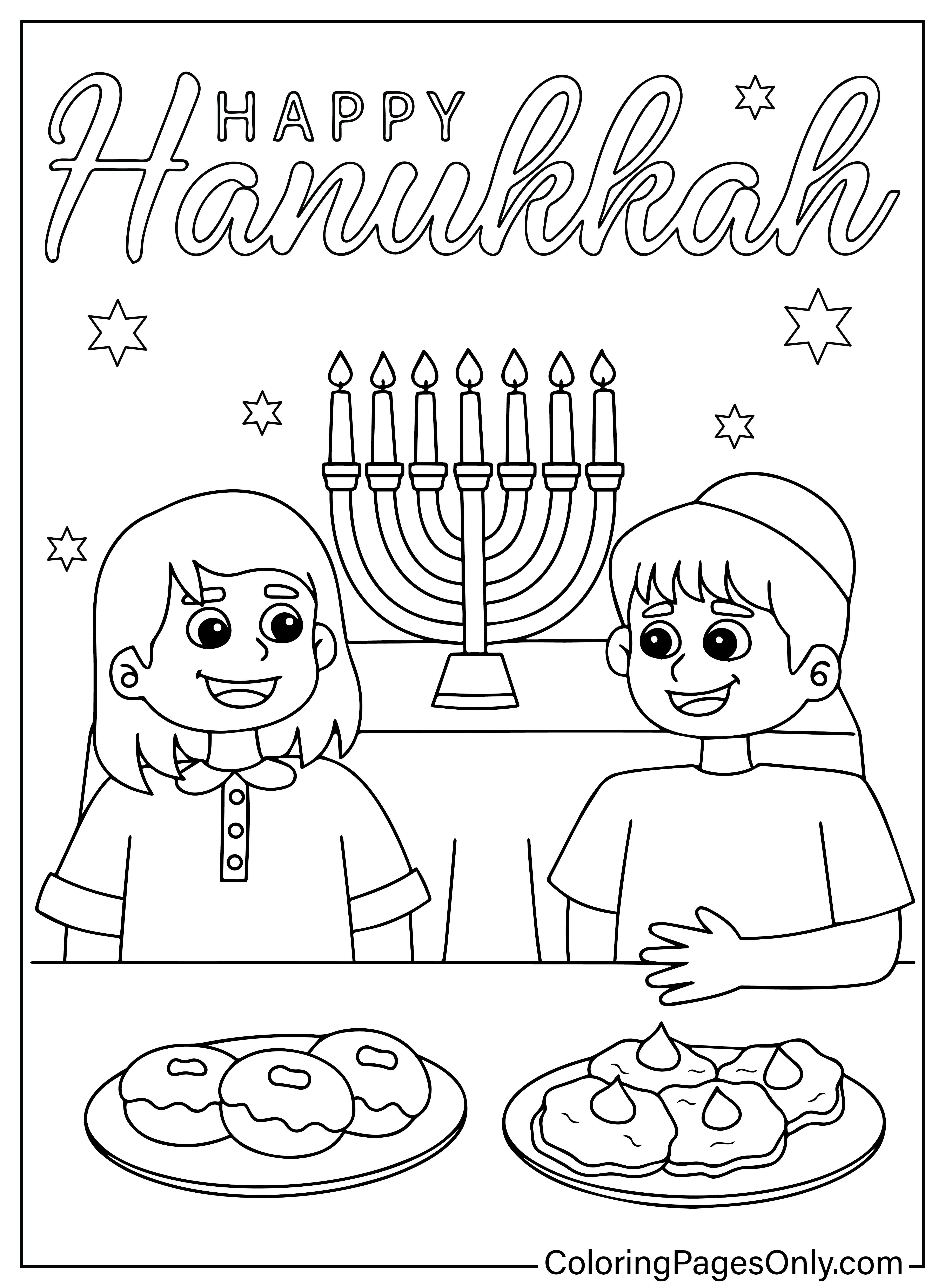 Hoja para colorear de Hanukkah de Hanukkah